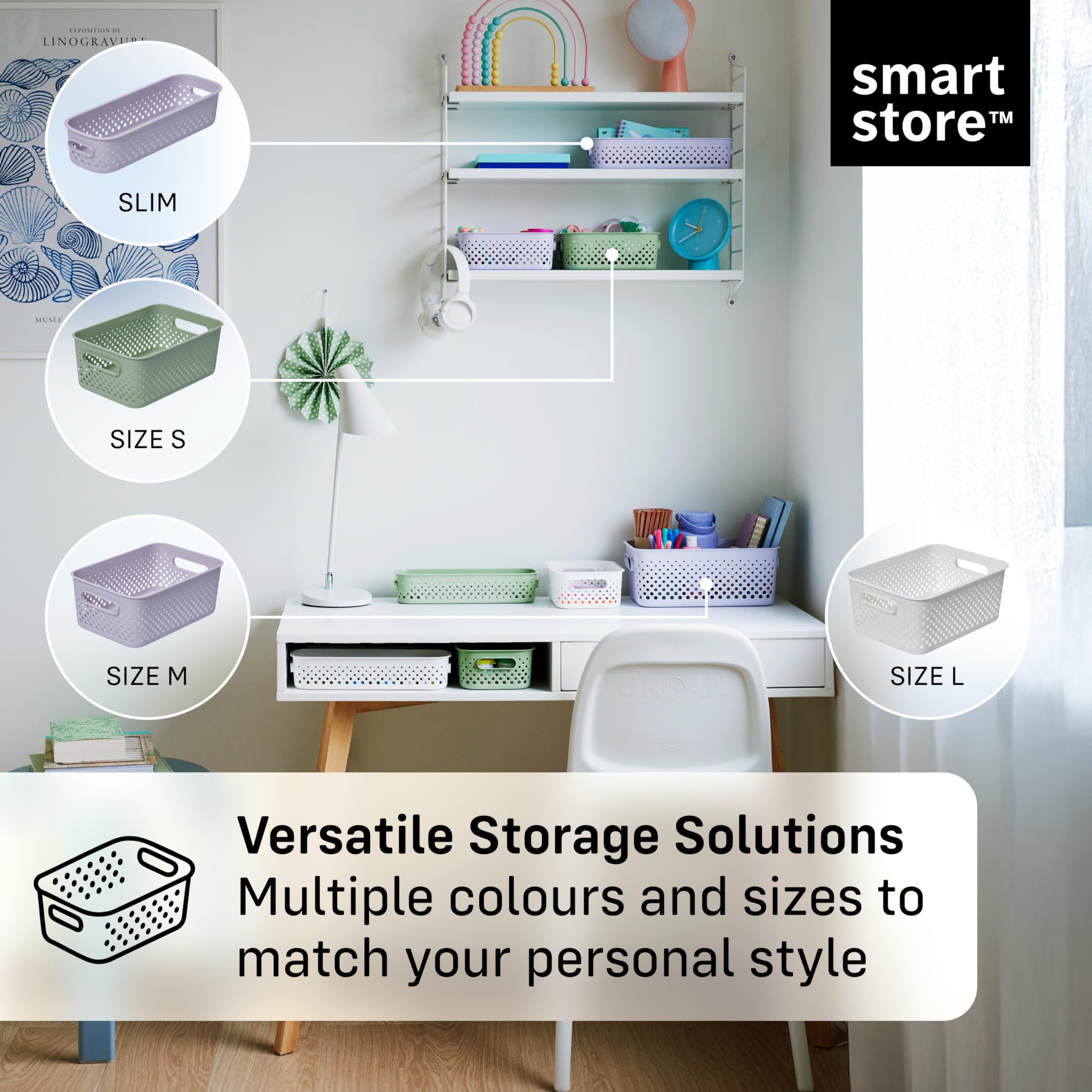 SmartStore Storage Basket with Handles - Lavender, 5.6L | 29.5x20.5x12cm 6