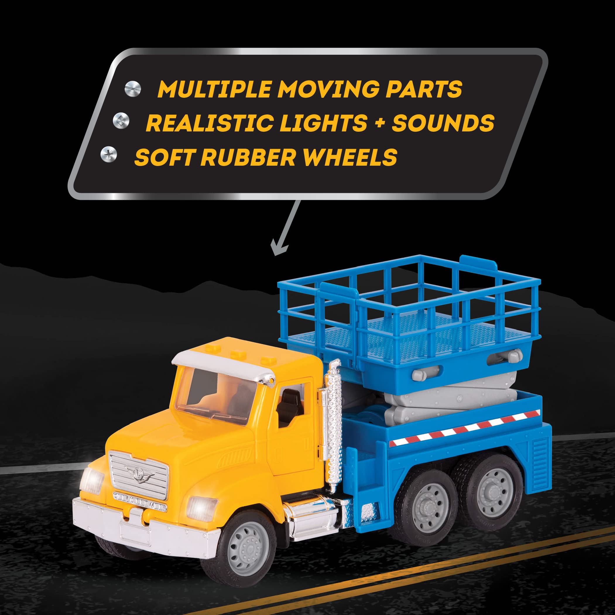 Driven by Battat Scissor Lift Truck Toy with Lights & Sounds | Movable Parts | Blue, Yellow 5