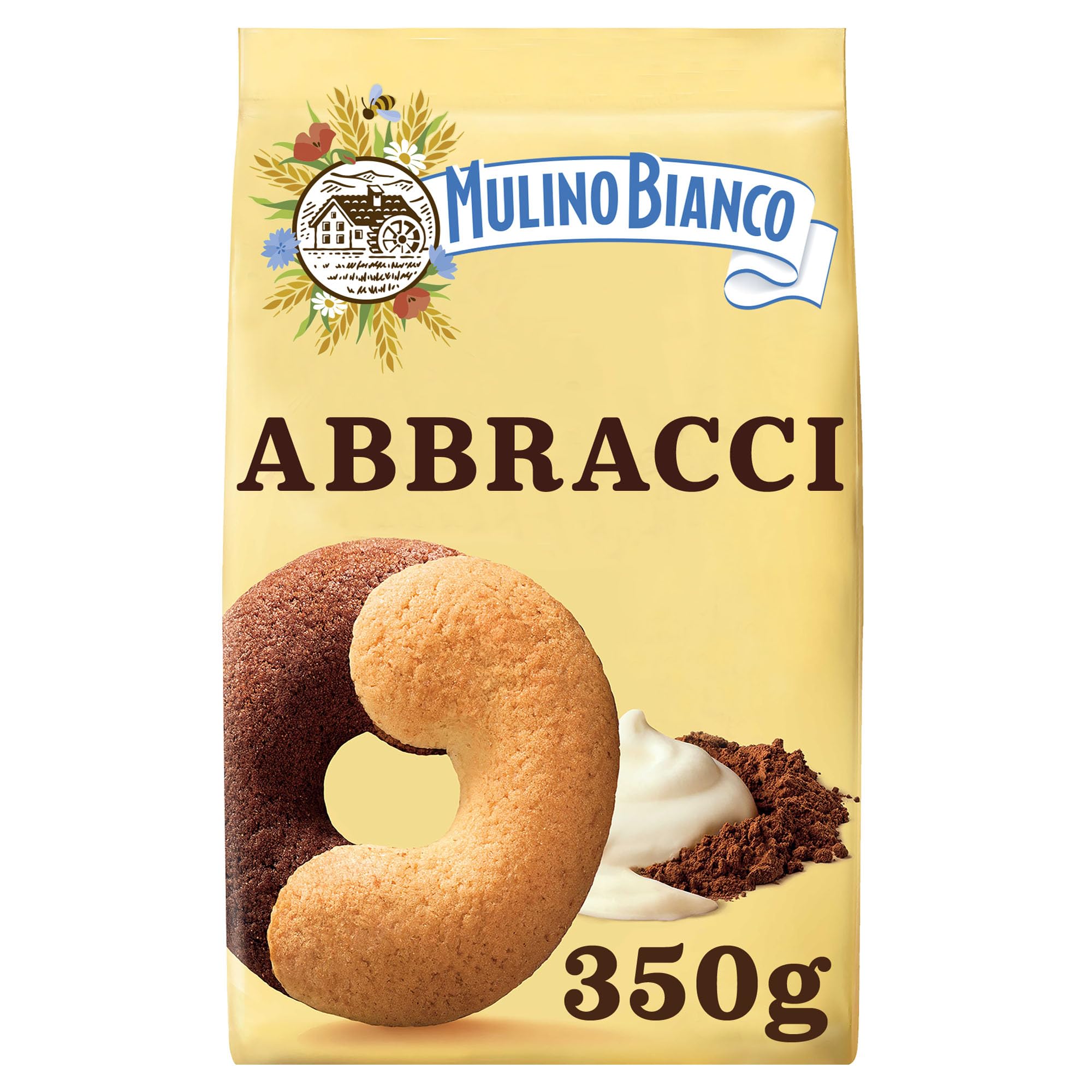 Barilla Mulino Bianco Abbracci Biscuits - Cream & Cocoa Flavor | 350g Pack