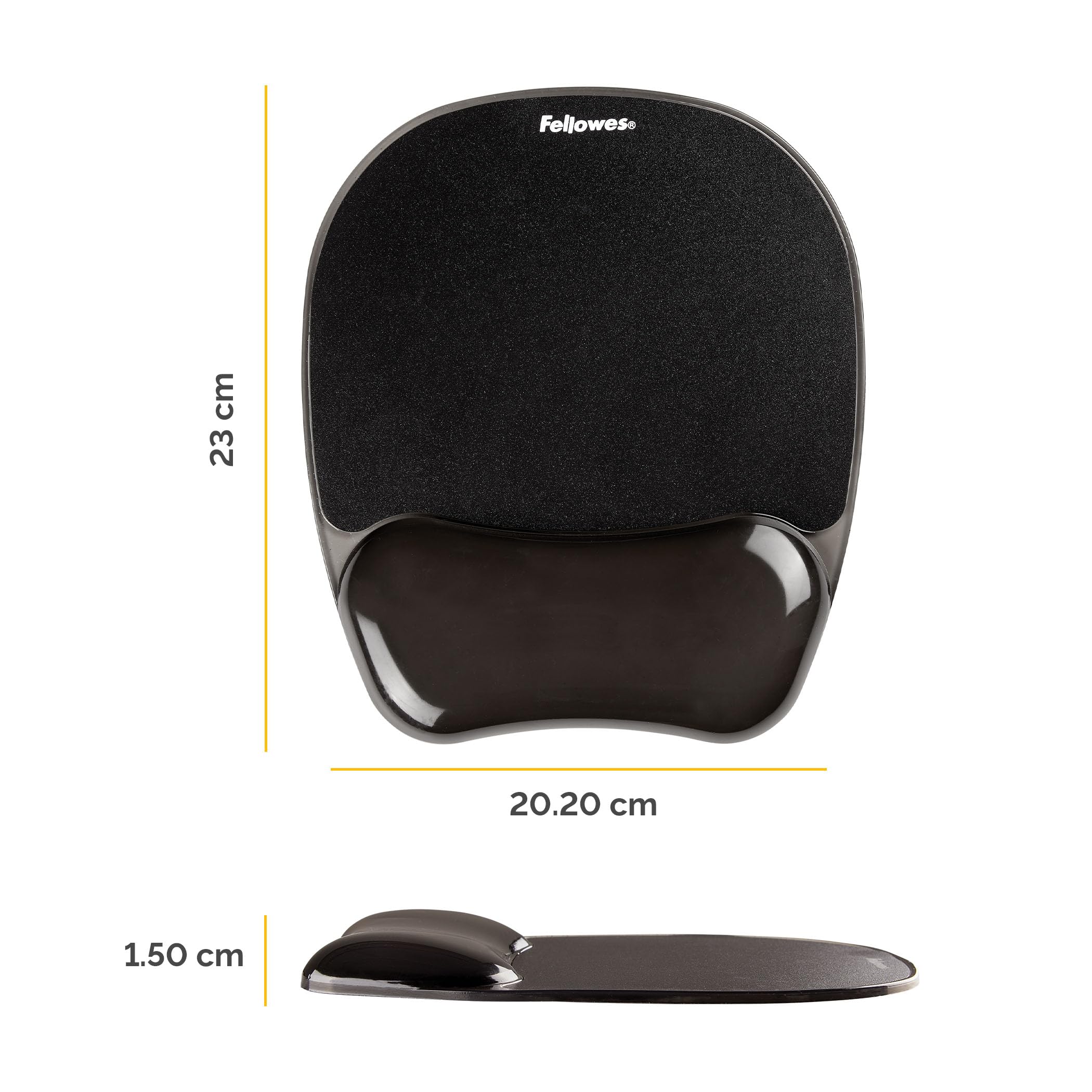 Fellowes Crystals Gel Mouse Mat Wrist Support - Ergonomic Comfort | Stain Resistant | Black