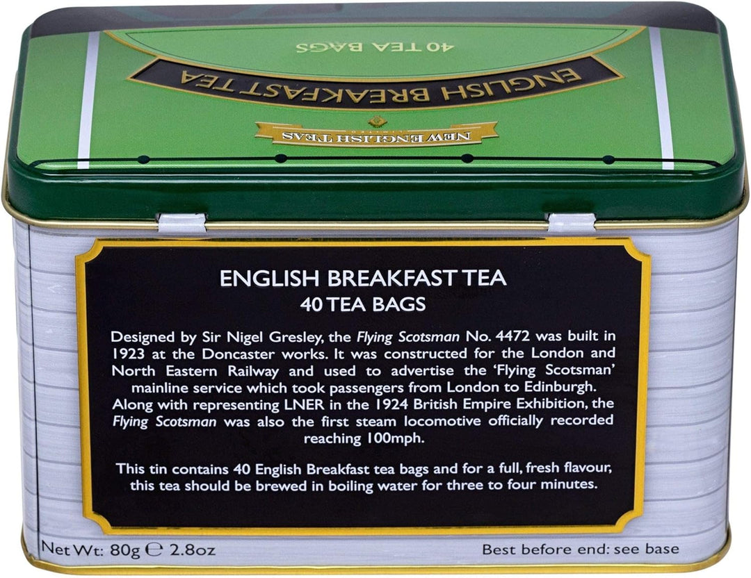 New English Teas Flying Scotsman Tea Caddy - 40 English Breakfast Teabags