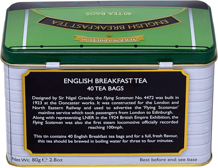 New English Teas Flying Scotsman Tea Caddy - 40 English Breakfast Teabags