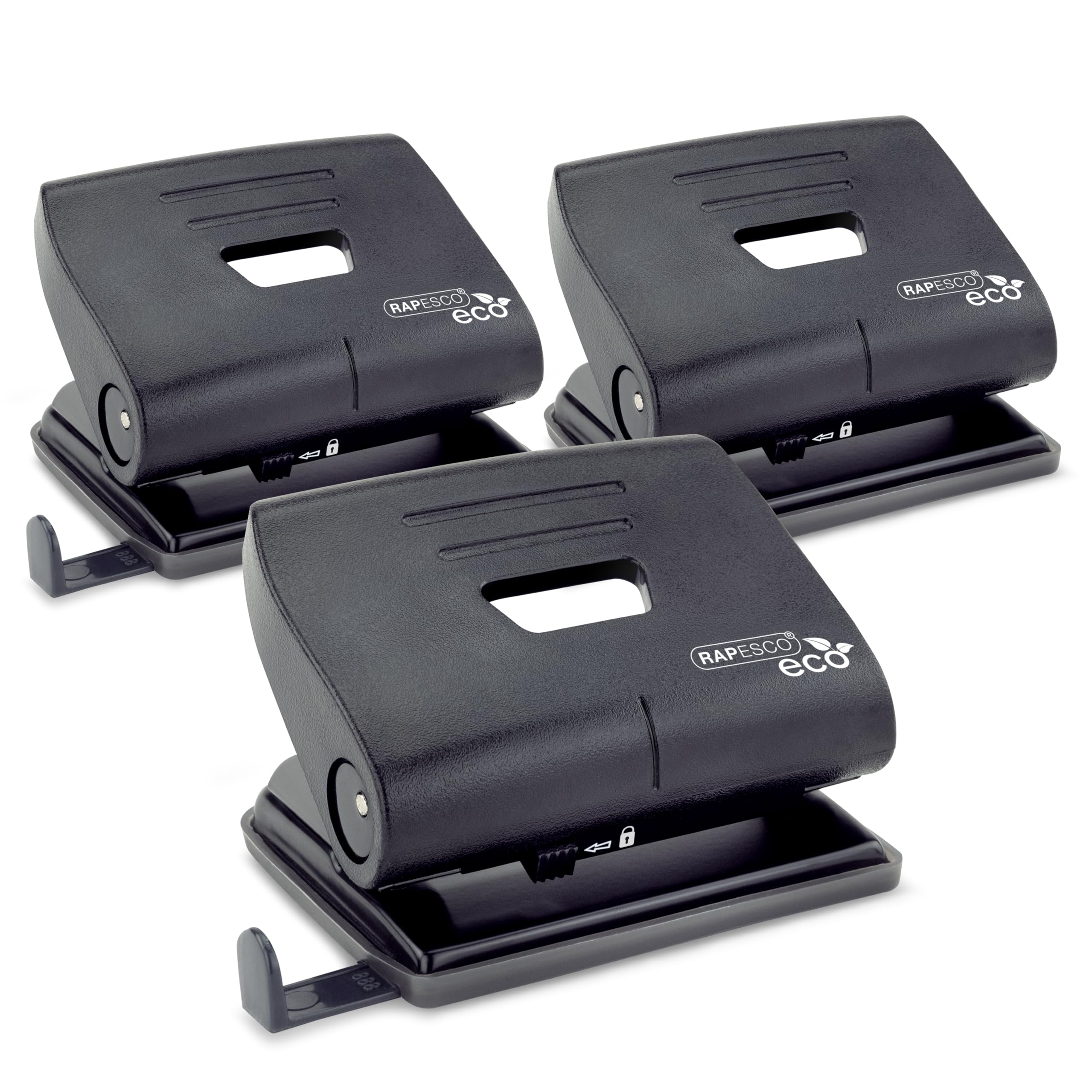 RAPESCO 1757 Business Pack ECO 2-Hole Punch - 22 Sheet Capacity | Black | Pack of 3 1