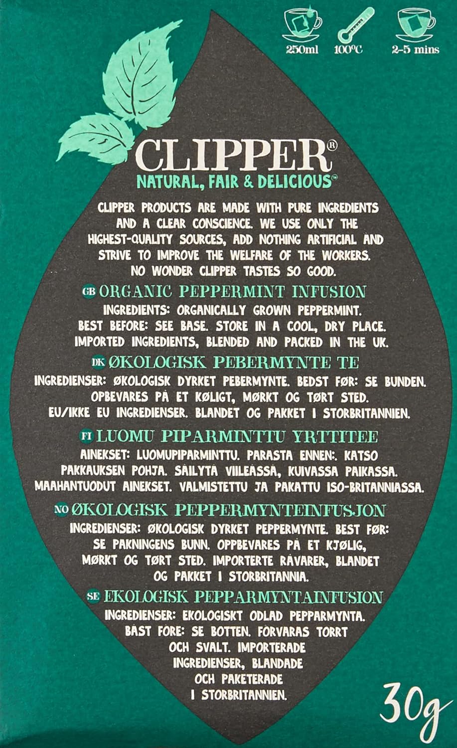 Clipper Peppermint Tea 20 Bags - Organic Herbal Tea