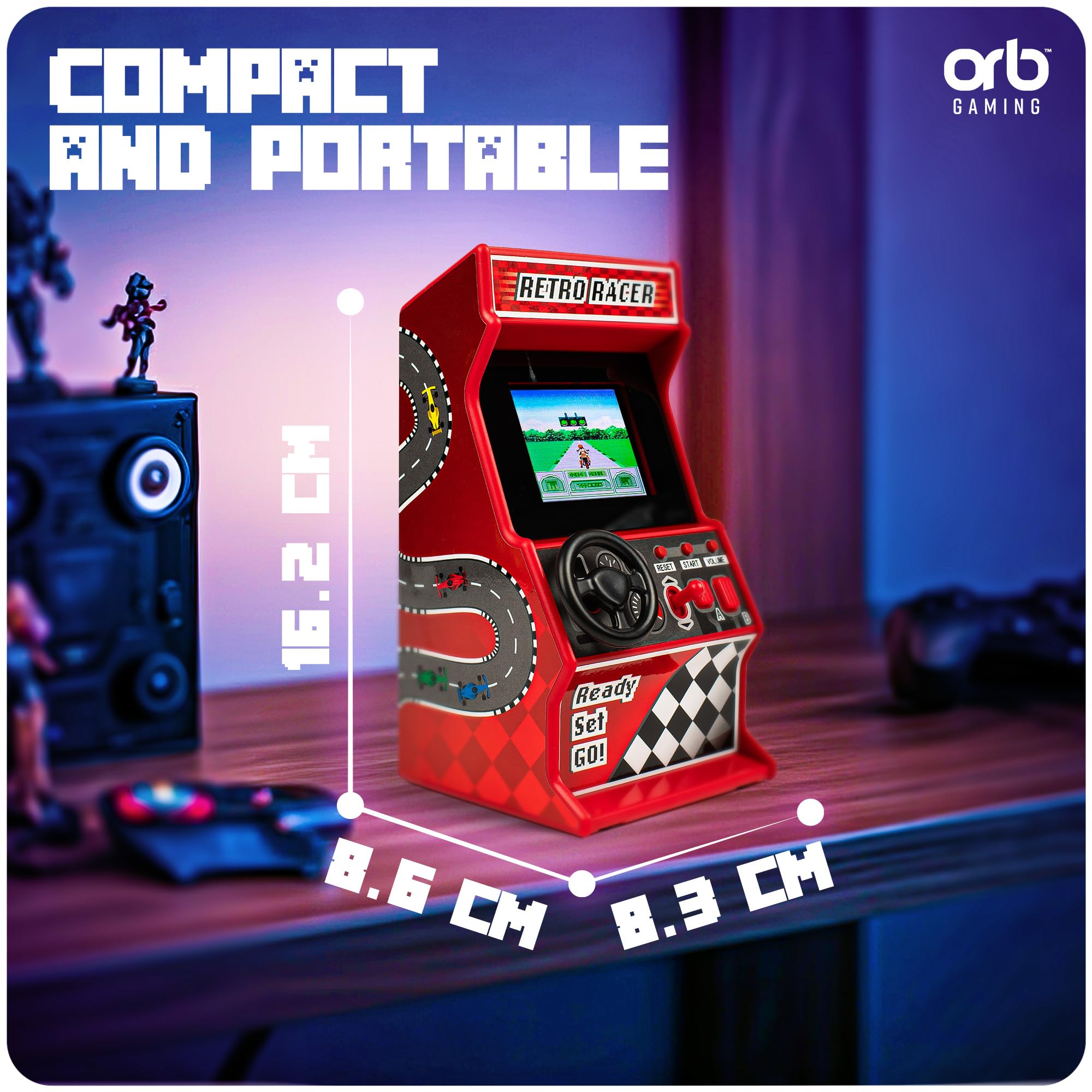 Mini Arcade Racing Machine - Handheld Console with 30 Built-in 8-Bit Games 12