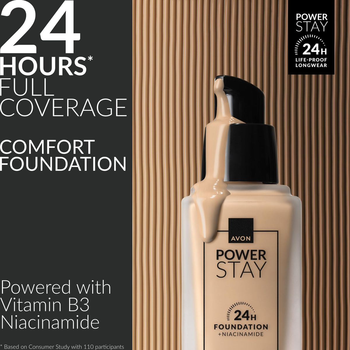 Avon Power Stay 24 Hour Longwear Foundation - SPF10, Light Beige 210N, 30 ml