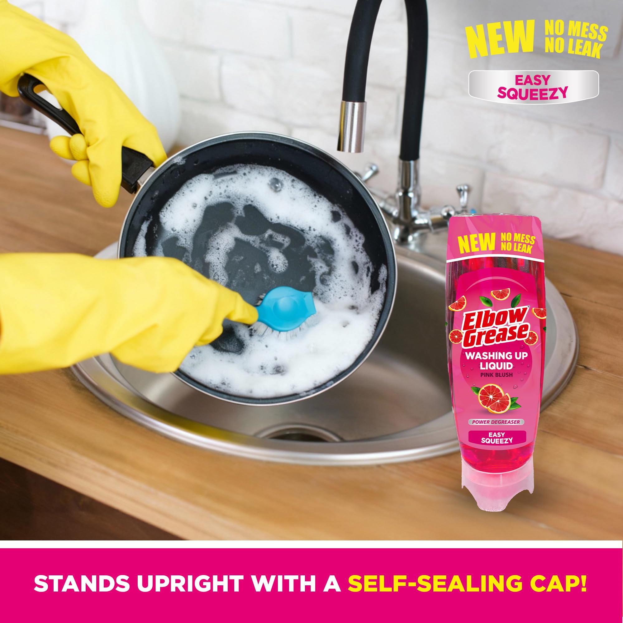 Elbow Grease Washing-Up Liquid - Powerful Degreaser | Stand Up Bottle | 450 ml Grapefruit 3