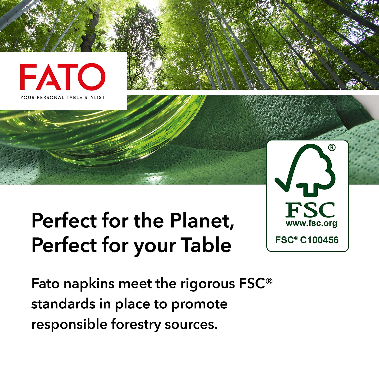 FATO Disposable Paper Napkins - Black, 2-Ply, 24x24 cm (100 Count) 5