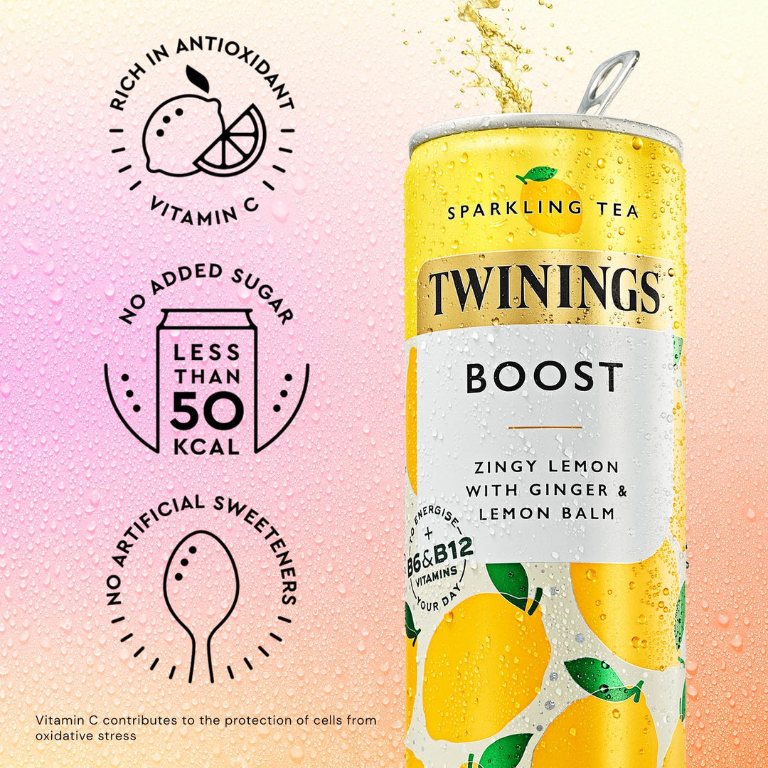 Twinings Boost - Lemon and Ginger Flavoured Sparkling Tea (330ml)