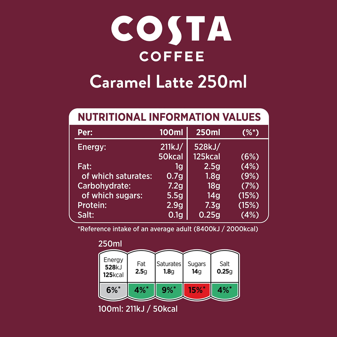 Costa Coffee - Caramel Latte Ready to Drink 4 x 250 ml