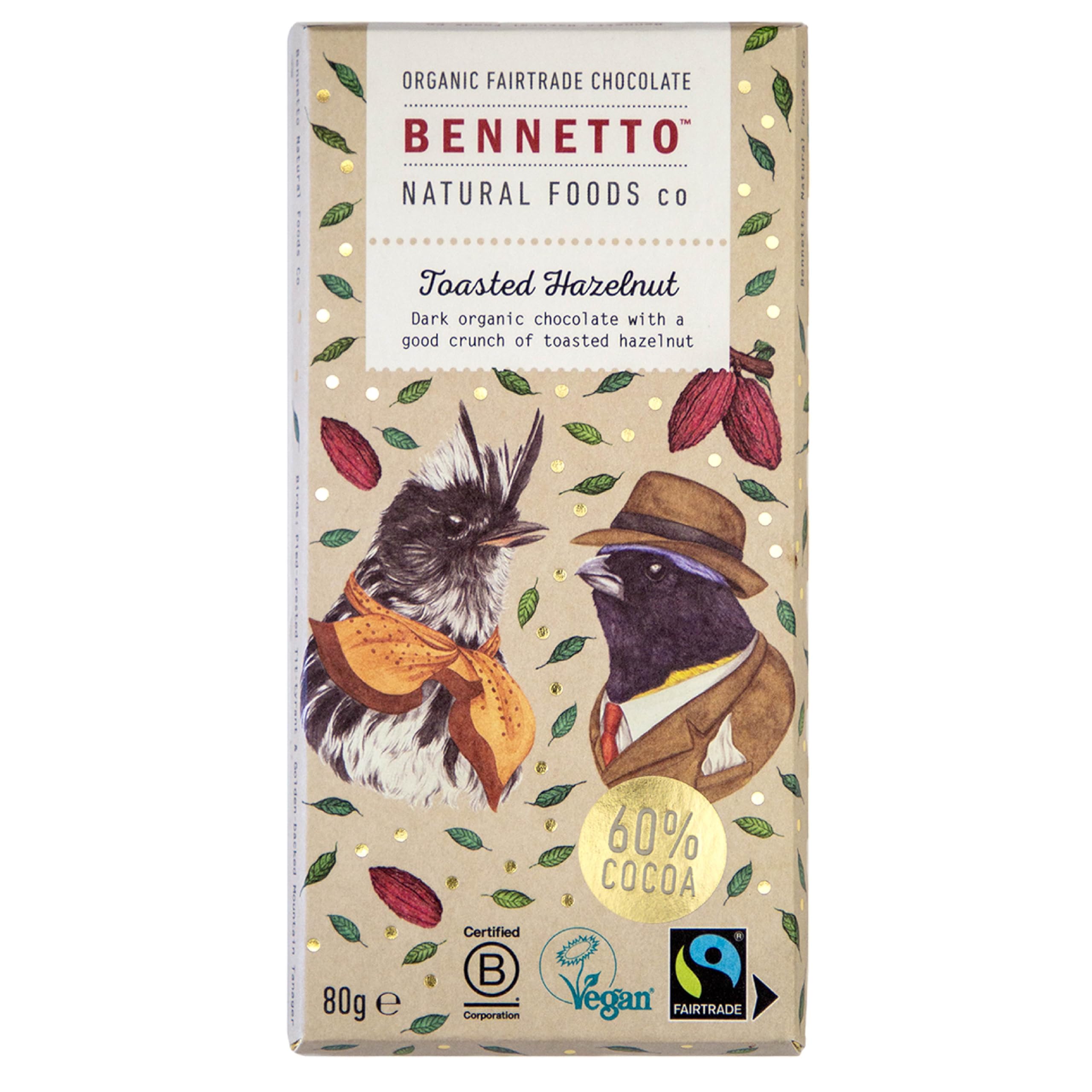 Bennetto Organic Dark Chocolate with Toasted Hazelnuts 60% - Fairtrade Single Origin from Ecuador 1