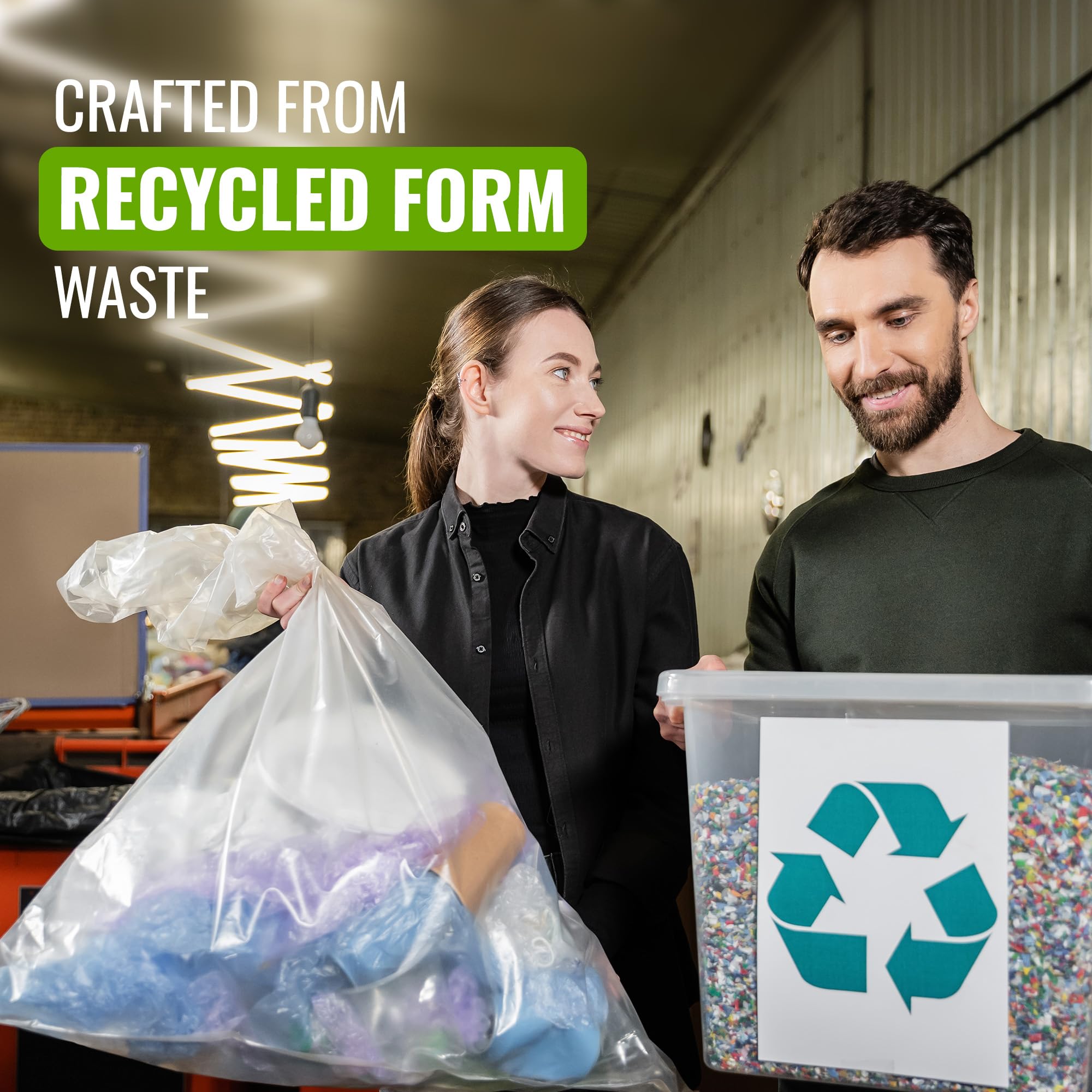 EcoBag 40 Pack Heavy Duty White Bin Liners - 100L - 22 Microns - Extra Strong 12