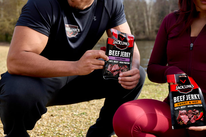 Jack Link's Beef Jerky Sweet & Hot Flavour Multipack of 12 x 25g High Protein Meat Snack