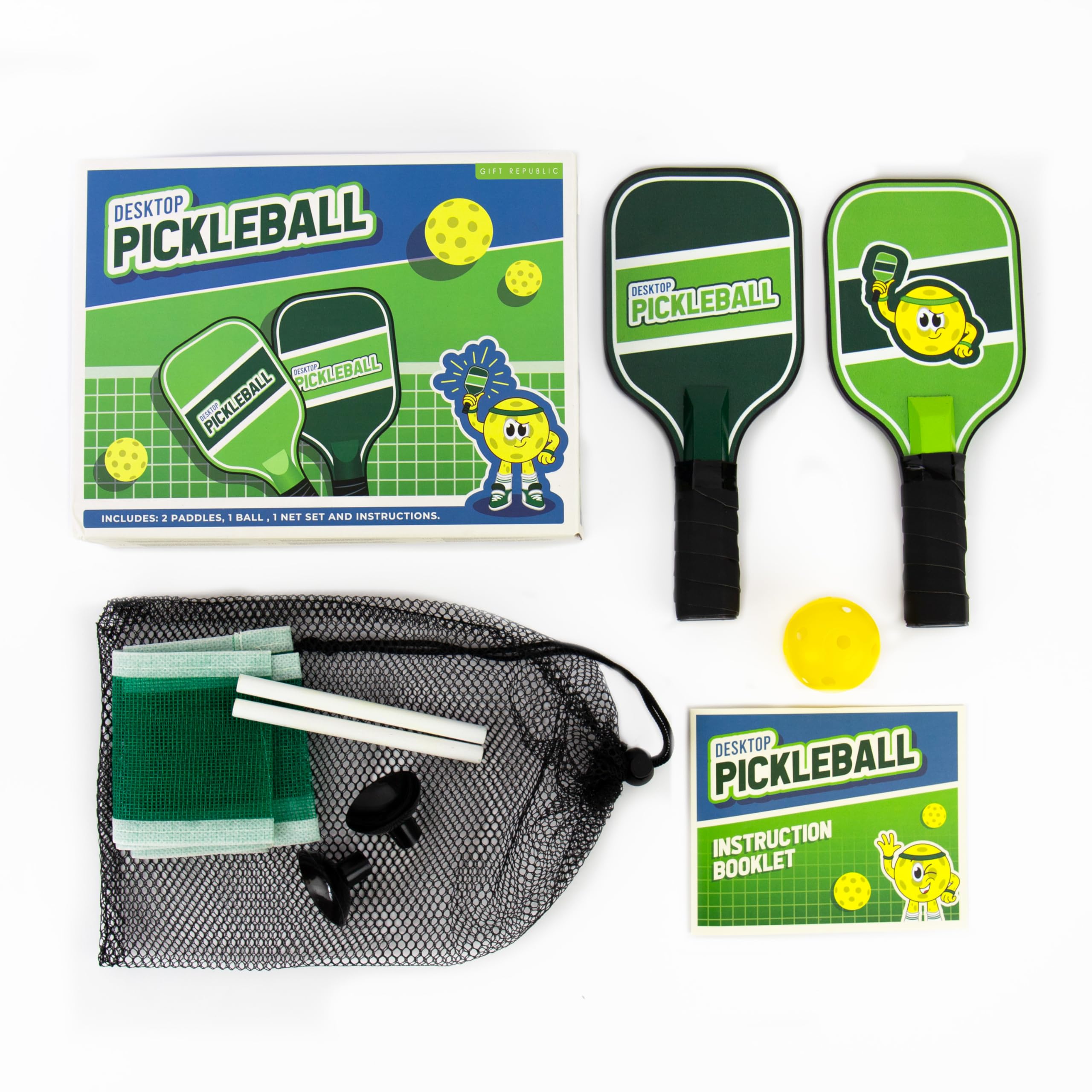 Gift Republic Desktop Pickleball Set - Complete Tabletop Game for 2 Players | Wood Material