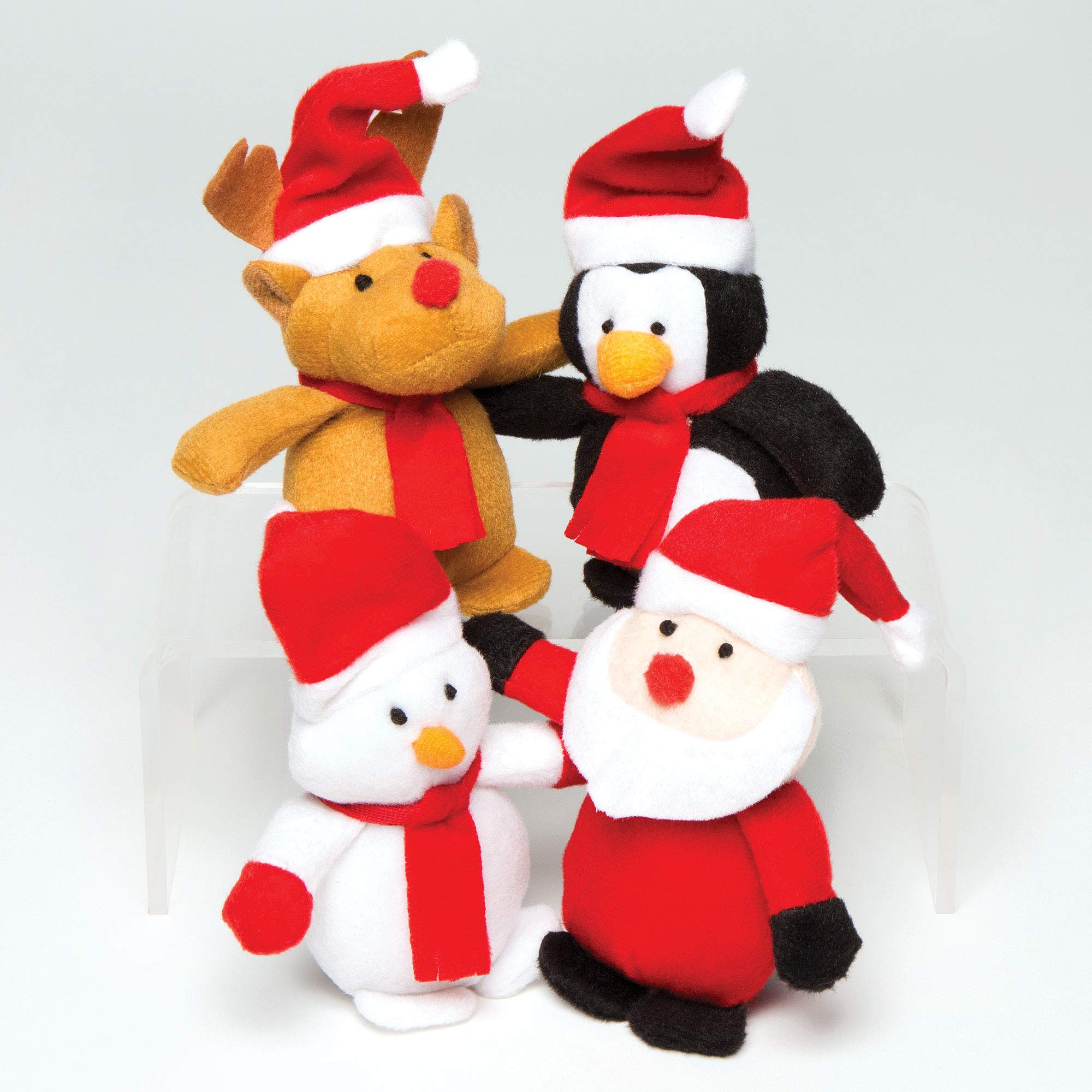 Baker Ross Christmas Bean Pals Cuddly Toys - 4 Assorted Plush Characters for Kids 8