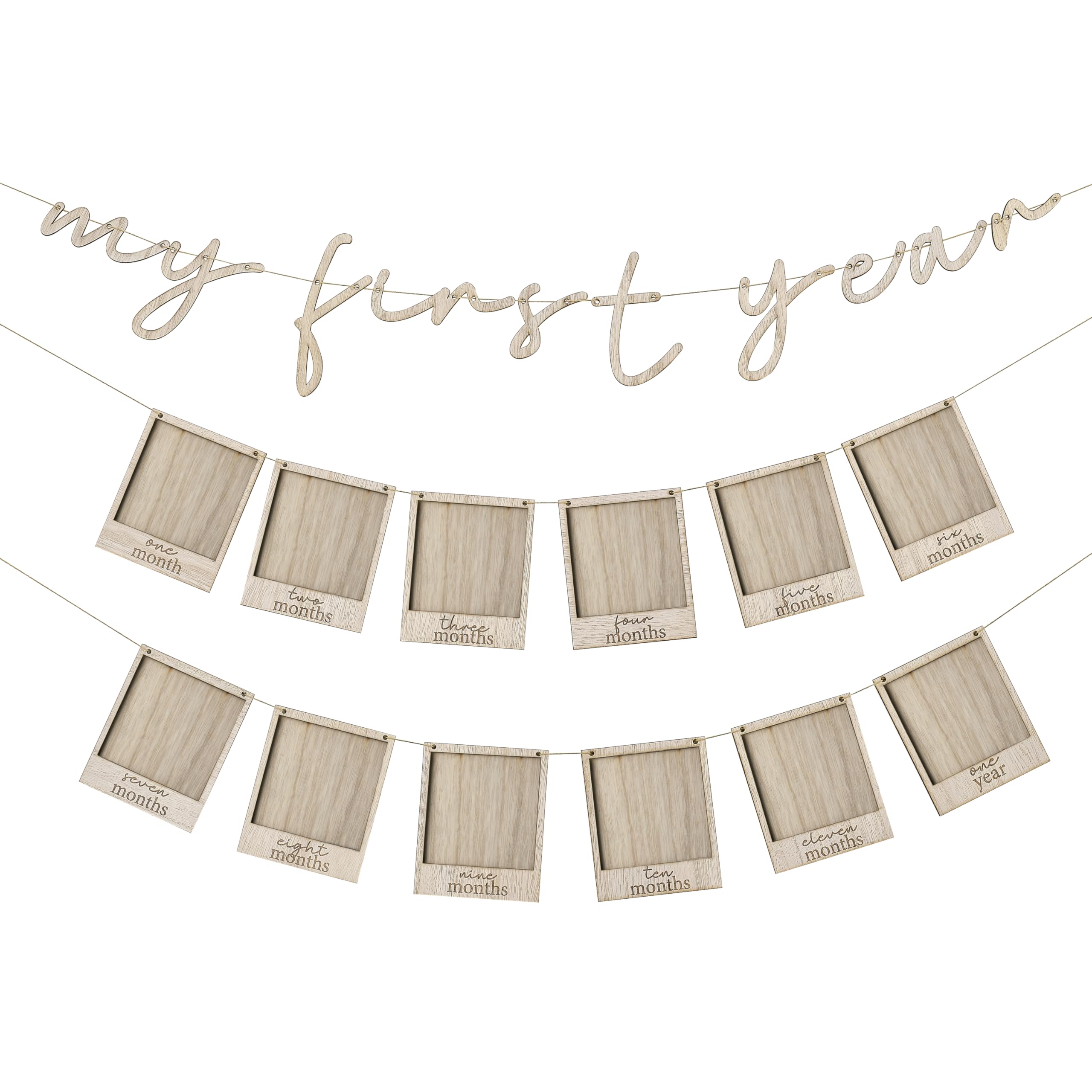 Ginger Ray My First Year Wooden Letter Bunting Garland - 12x Photo Frames with Pegs 9
