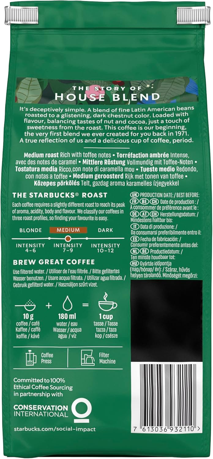 STARBUCKS House Blend Medium Roast Ground Coffee 200g (Pack of 6) 7