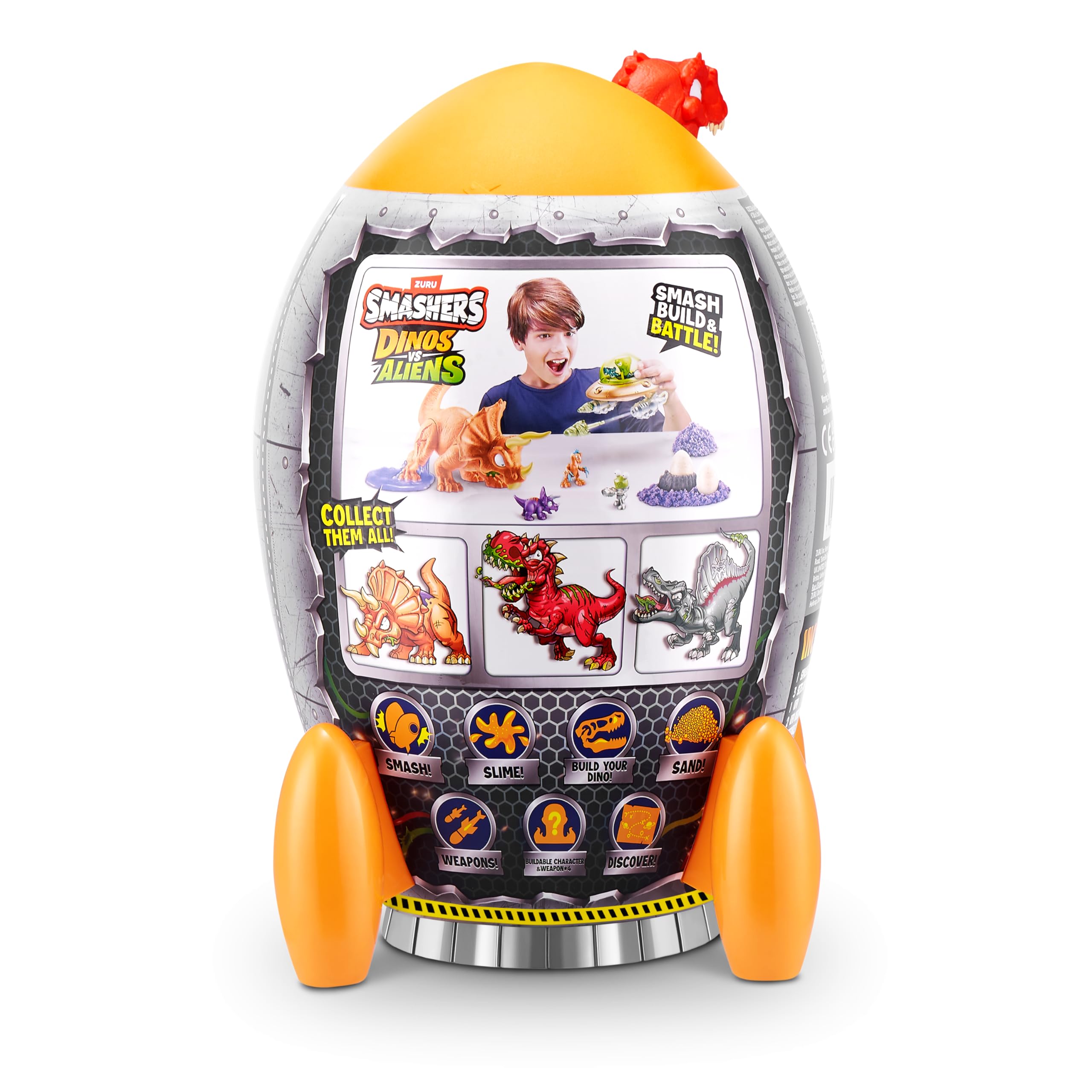 Smashers Dino vs Aliens Medium (T-REX) - Smashable Egg Toy with 20+ Surprises for Kids 4