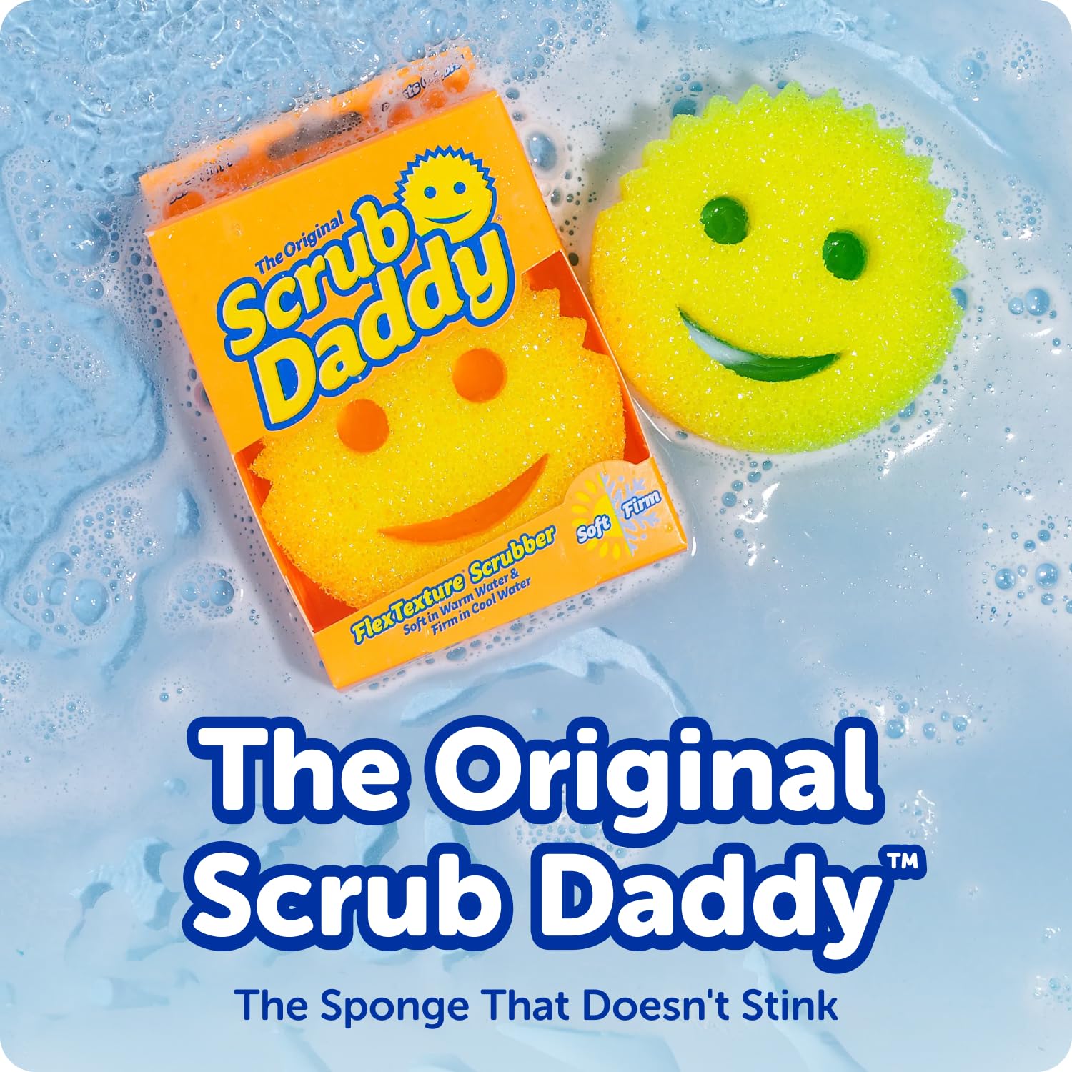 Scrub Daddy FlexTexture Sponge Scrubber Multipack - Texture Changing, Non-Scratch, Odor Resistant | 3 Pack