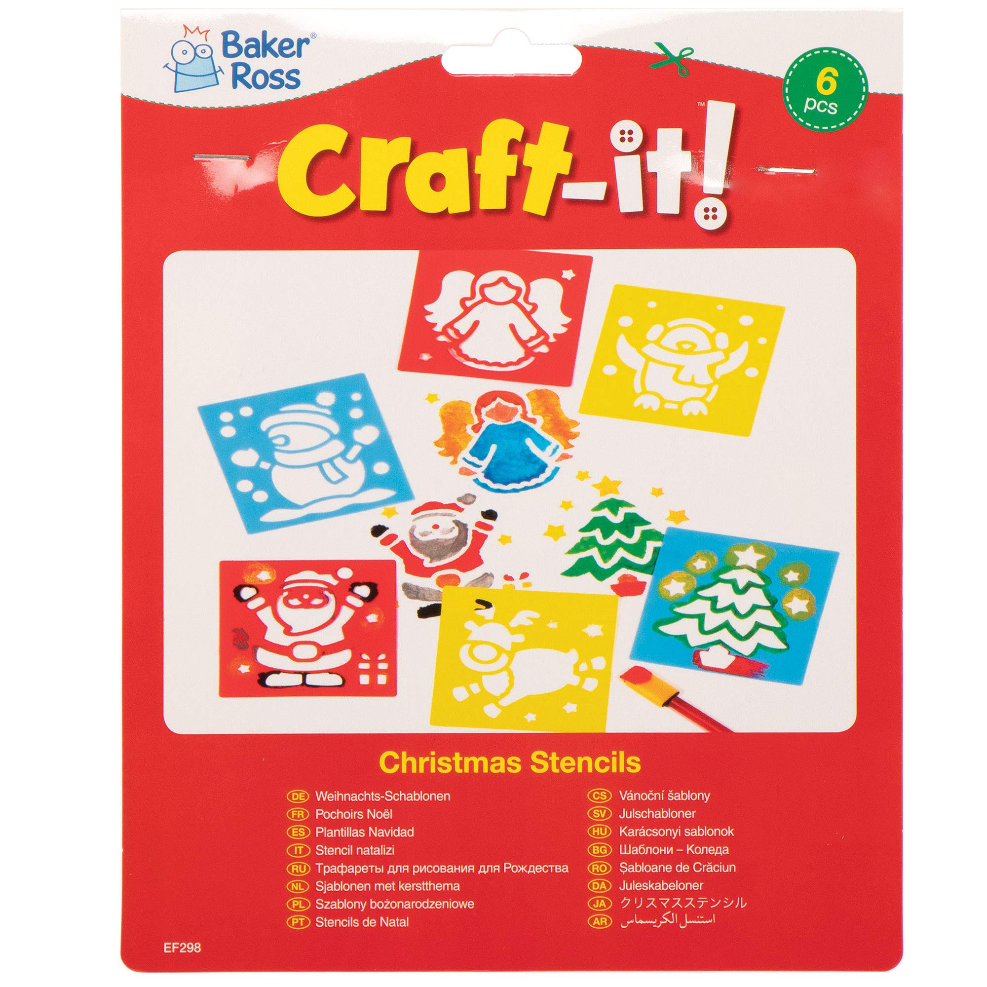 Baker Ross Christmas Stencils - Set of 6, Festive Craft Tools for Kids Ages 3+ 6