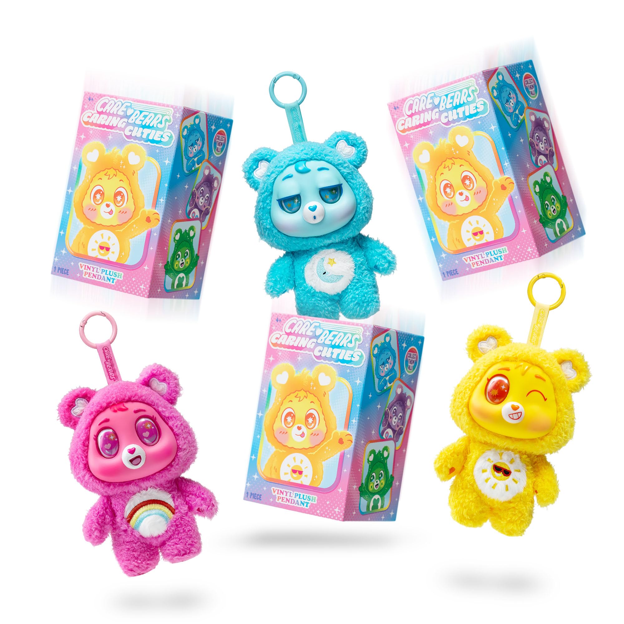 Basic Fun Care Bears Caring Cuties 15cm Plush Clip-On Soft Toy Surprise Collectible
