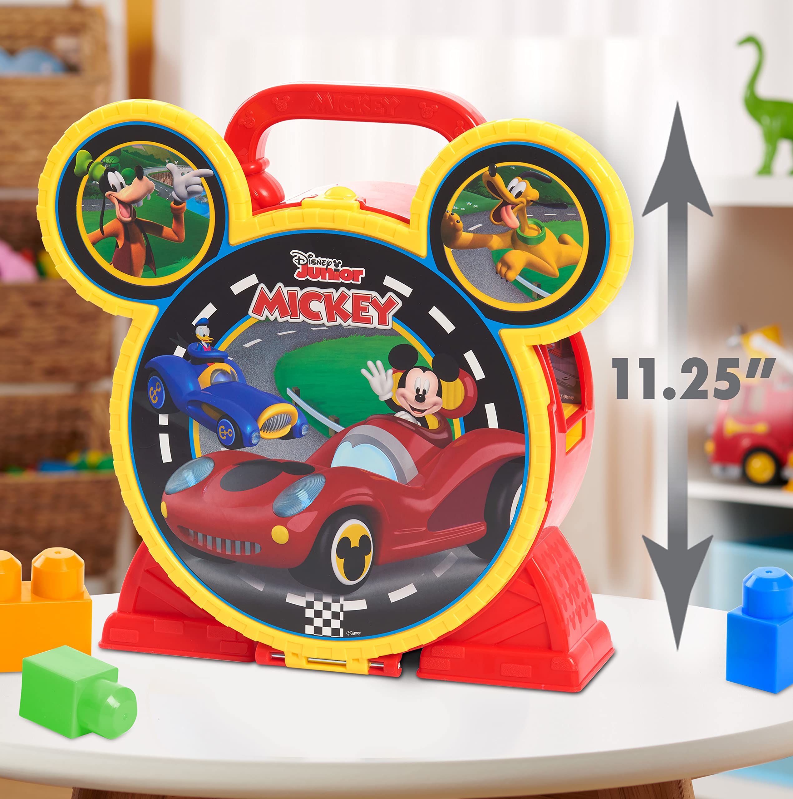 Disney Mickey Mouse Stow ’n Go Garage Playset with 2 Diecast Vehicles | Portable | Ages 3+ 3