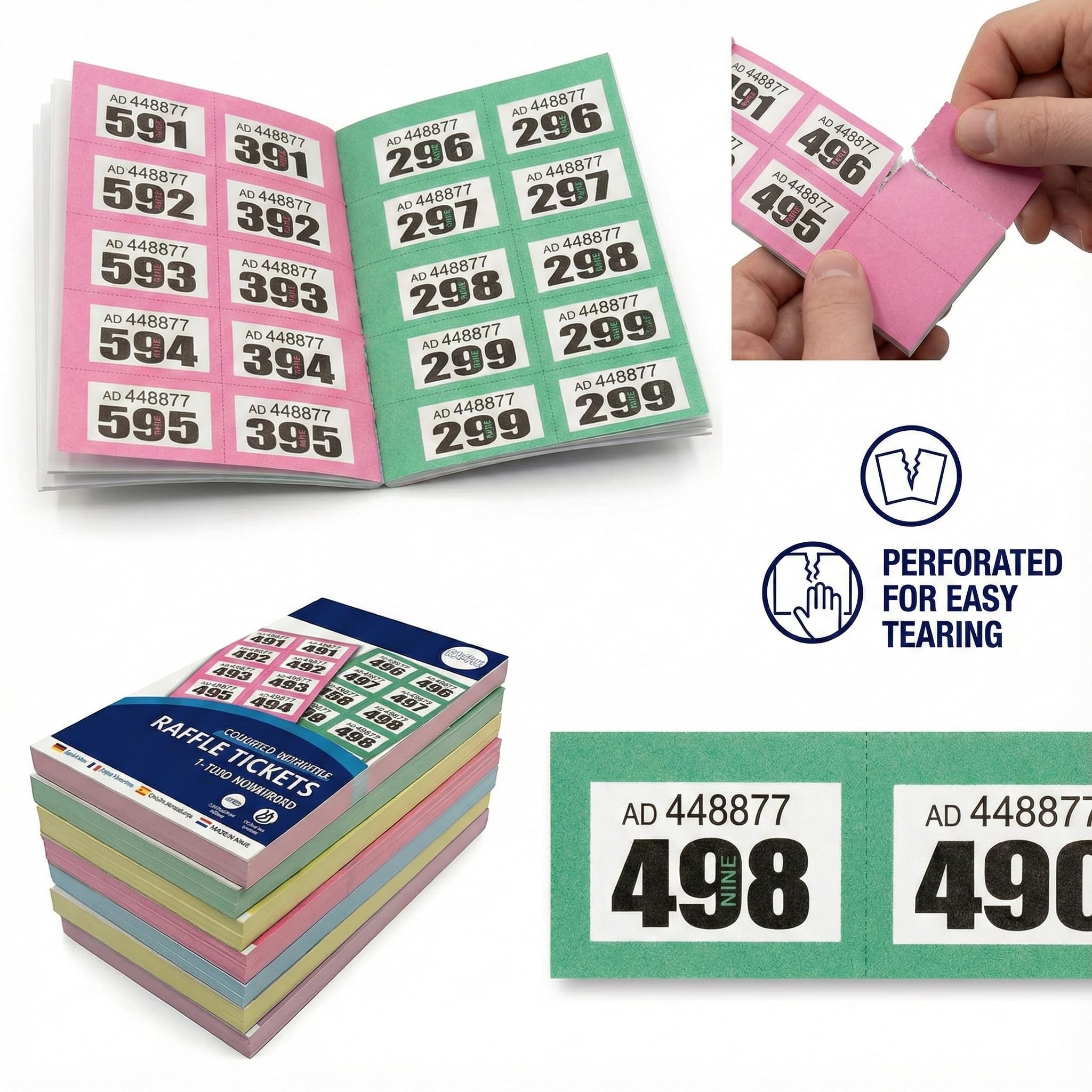 1ABOVE Raffle Tickets - 1000 Numbered Tickets for Charity Events & Draws | Security Numbered 2