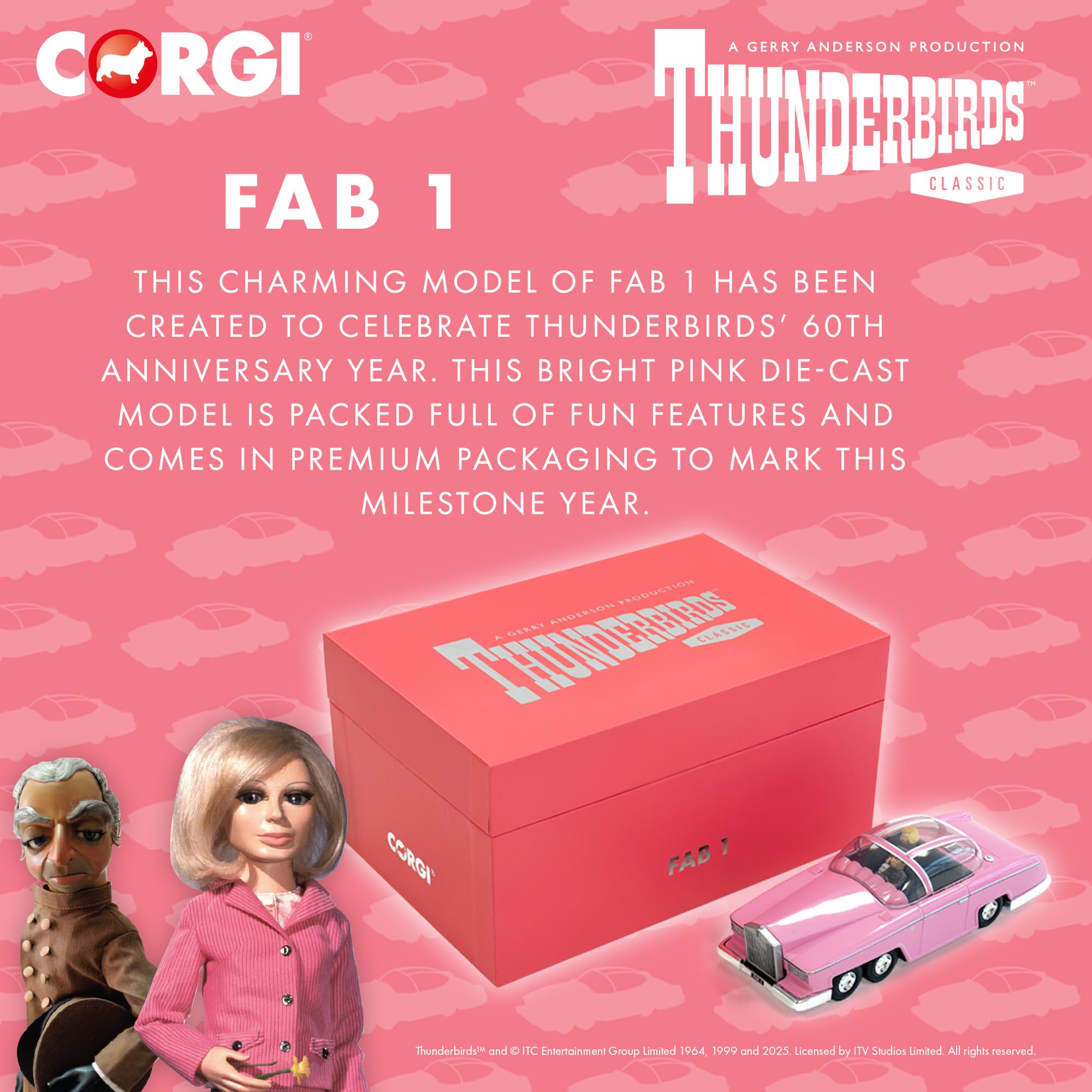 Corgi Thunderbirds F.A.B. Collection FAB 1 Diecast Model CC00605 | Pink Metal Vehicle