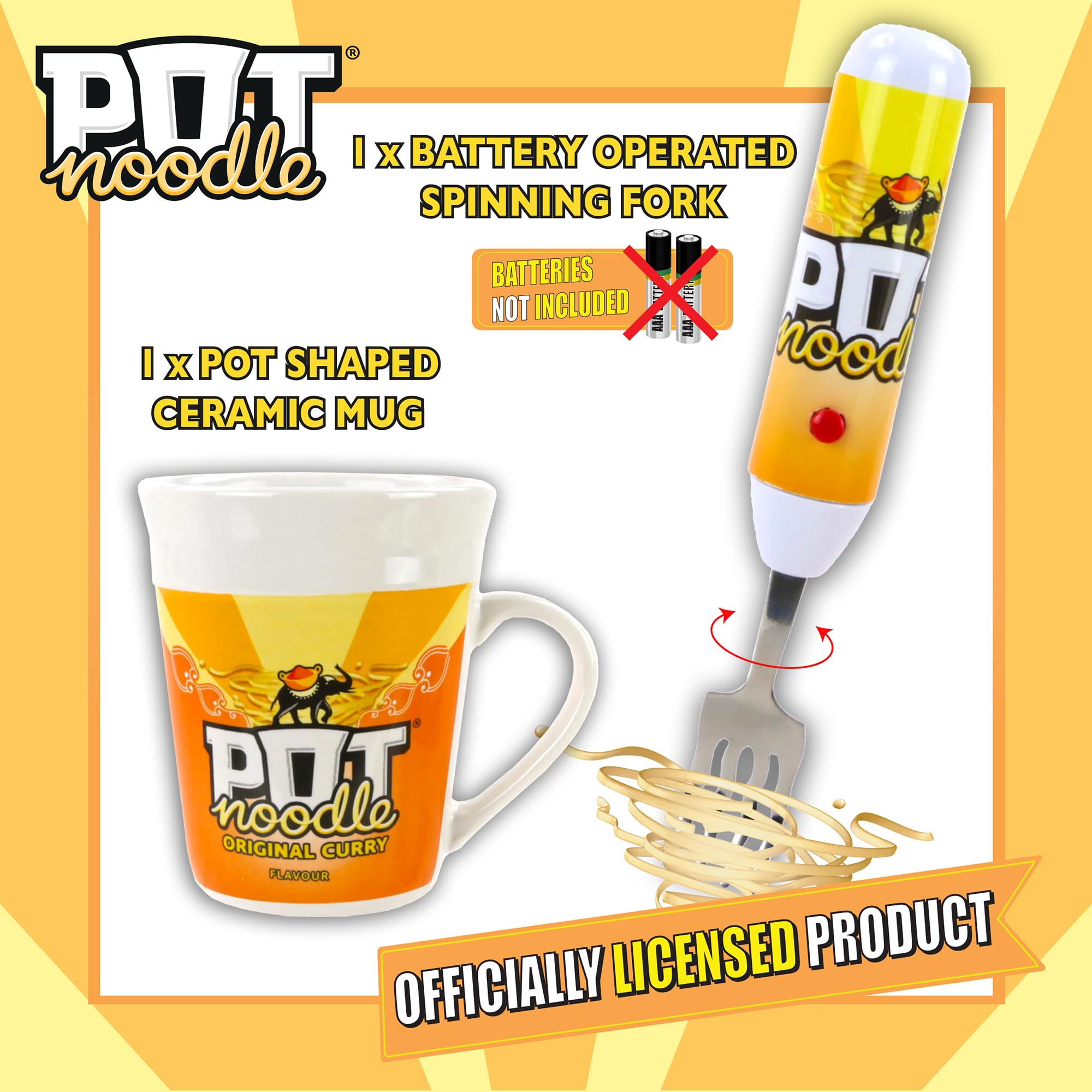 Kimm & Miller Pot Noodle Gift Set with Spinning Fork & Mug - Original Curry Novelty 11