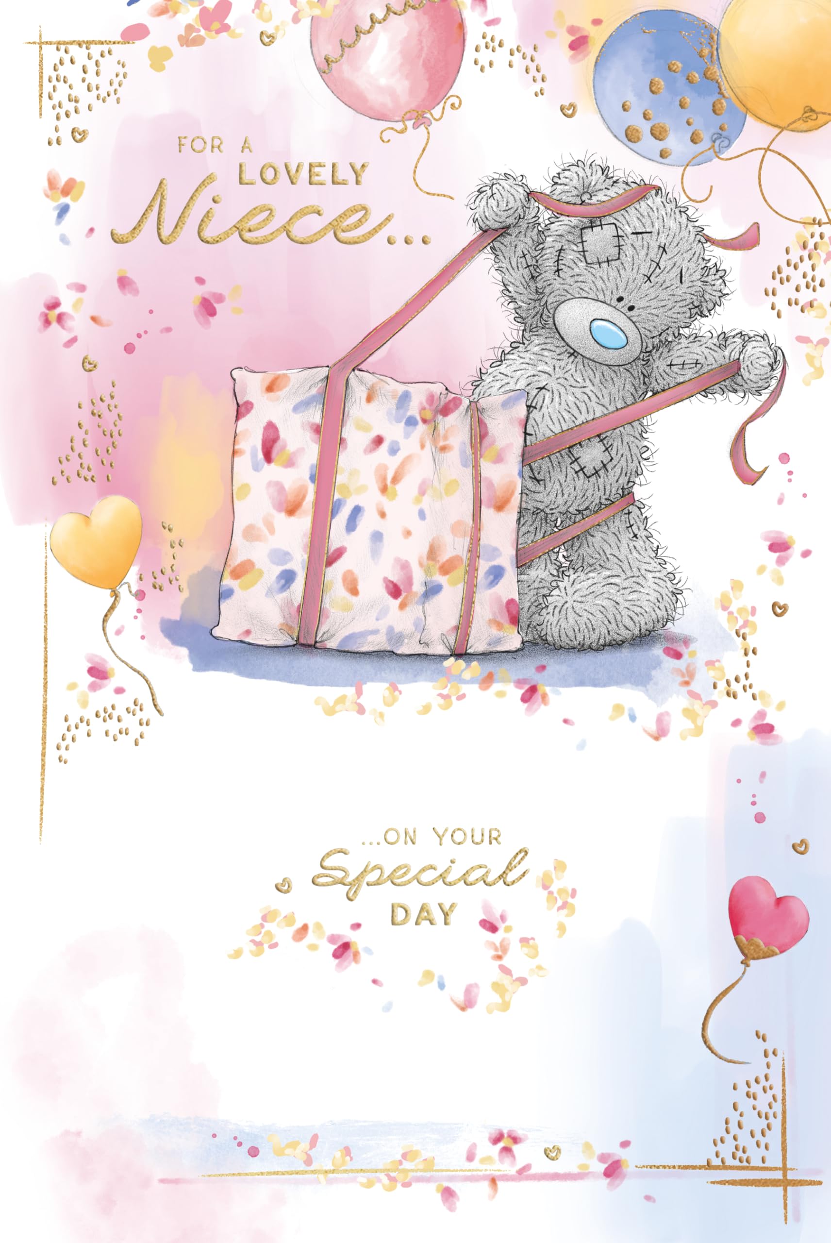 Me To You Tatty Teddy Lovely Niece Luxury Gold Foil Birthday Card | 6 x 9 Inches 1