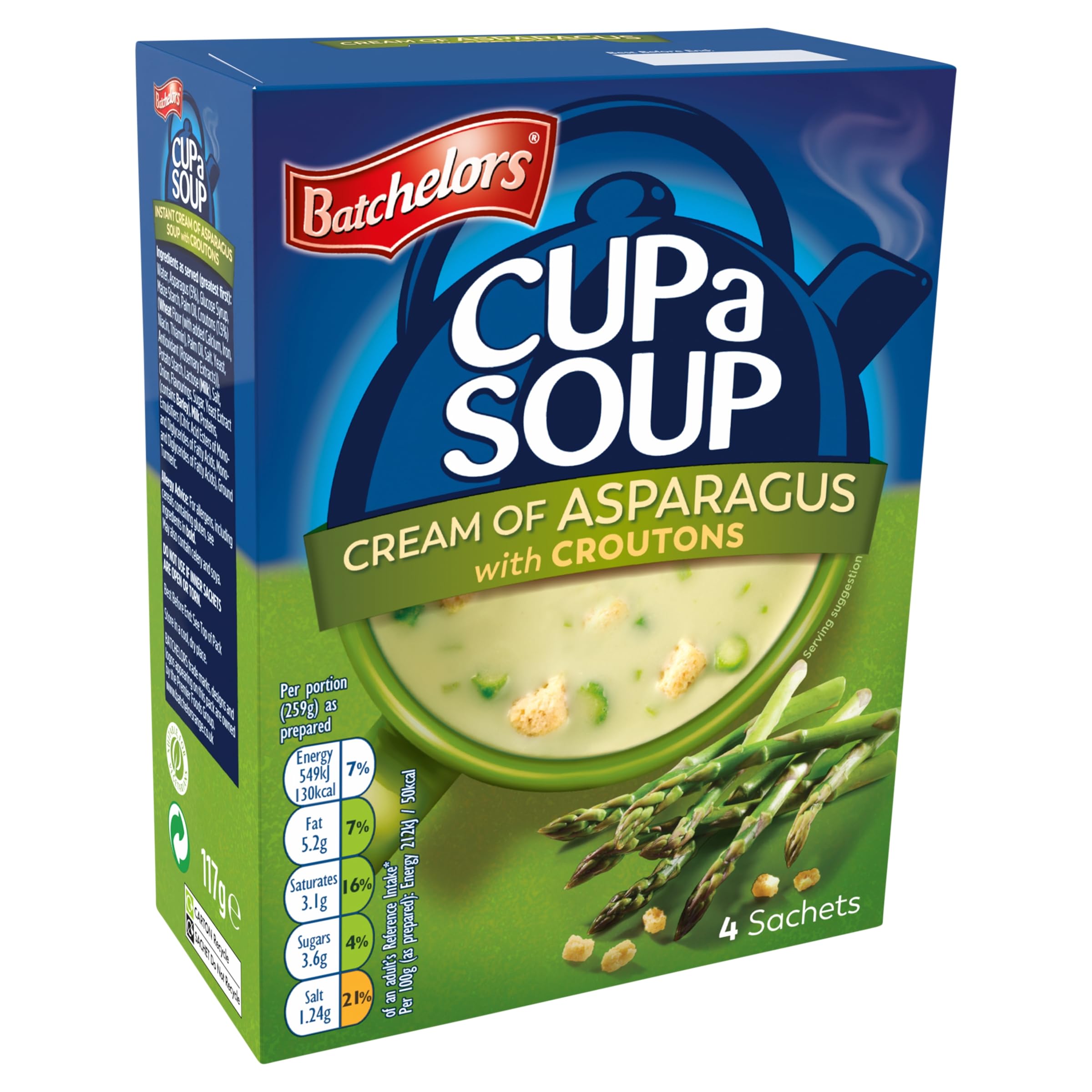 Batchelors Cup a Soup Cream of Asparagus with Croutons Instant Soup Sachets, 4 Sachets 6