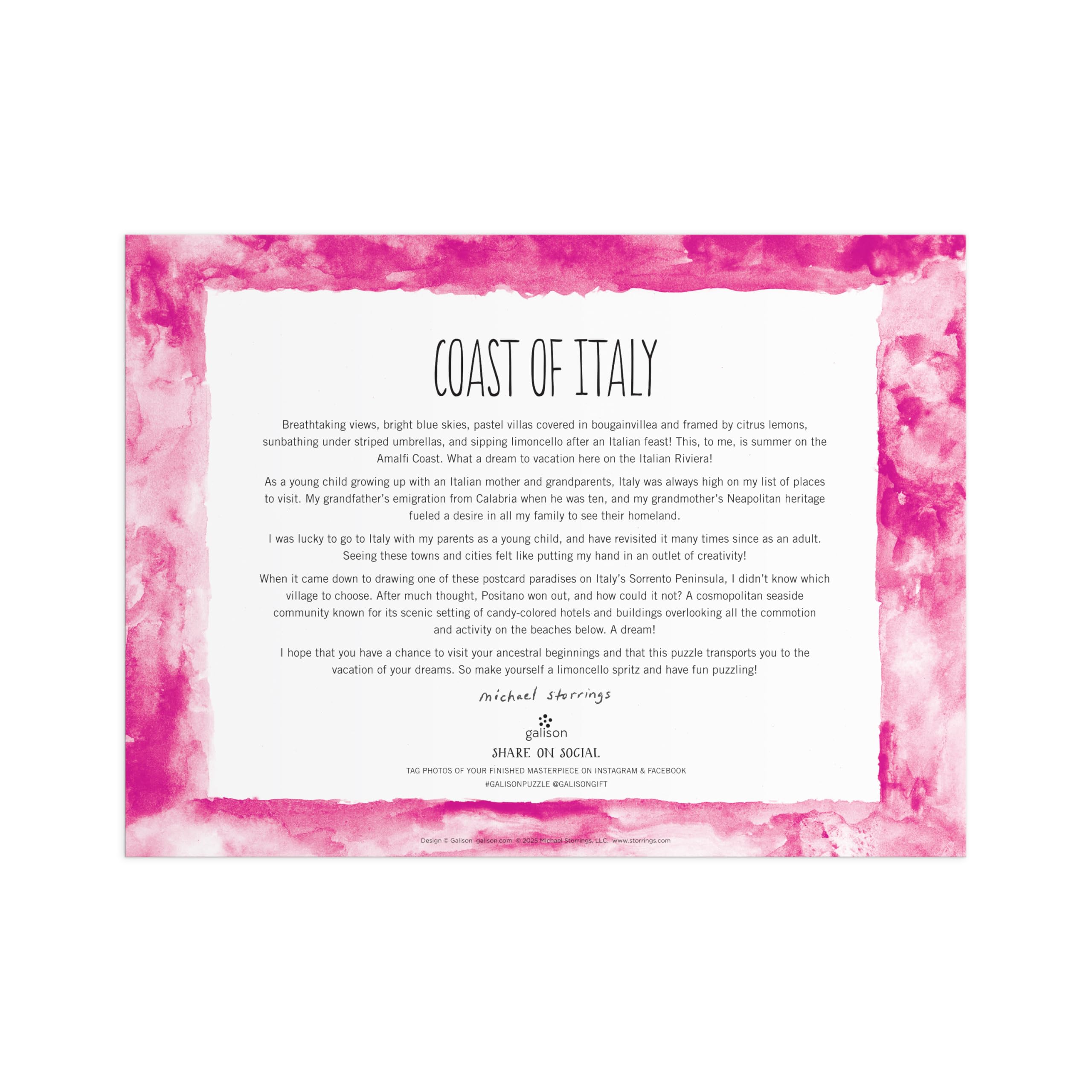 Galison Coast of Italy - 1000 Piece Michael Storrings Jigsaw Puzzle 10