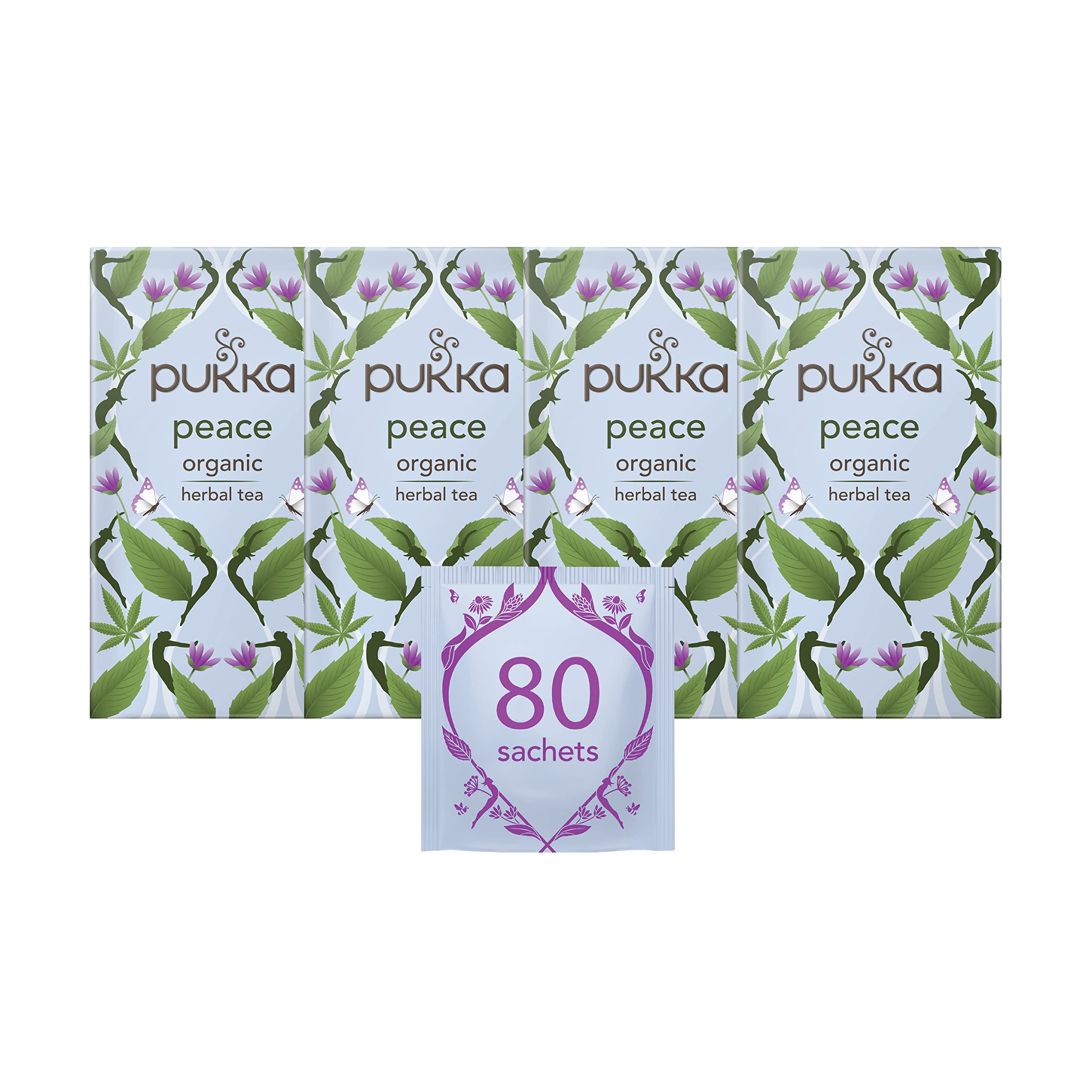 Pukka Herbs Peace Organic Herbal Tea - Promotes Relaxation | 20 Count (Pack of 4) | 30g