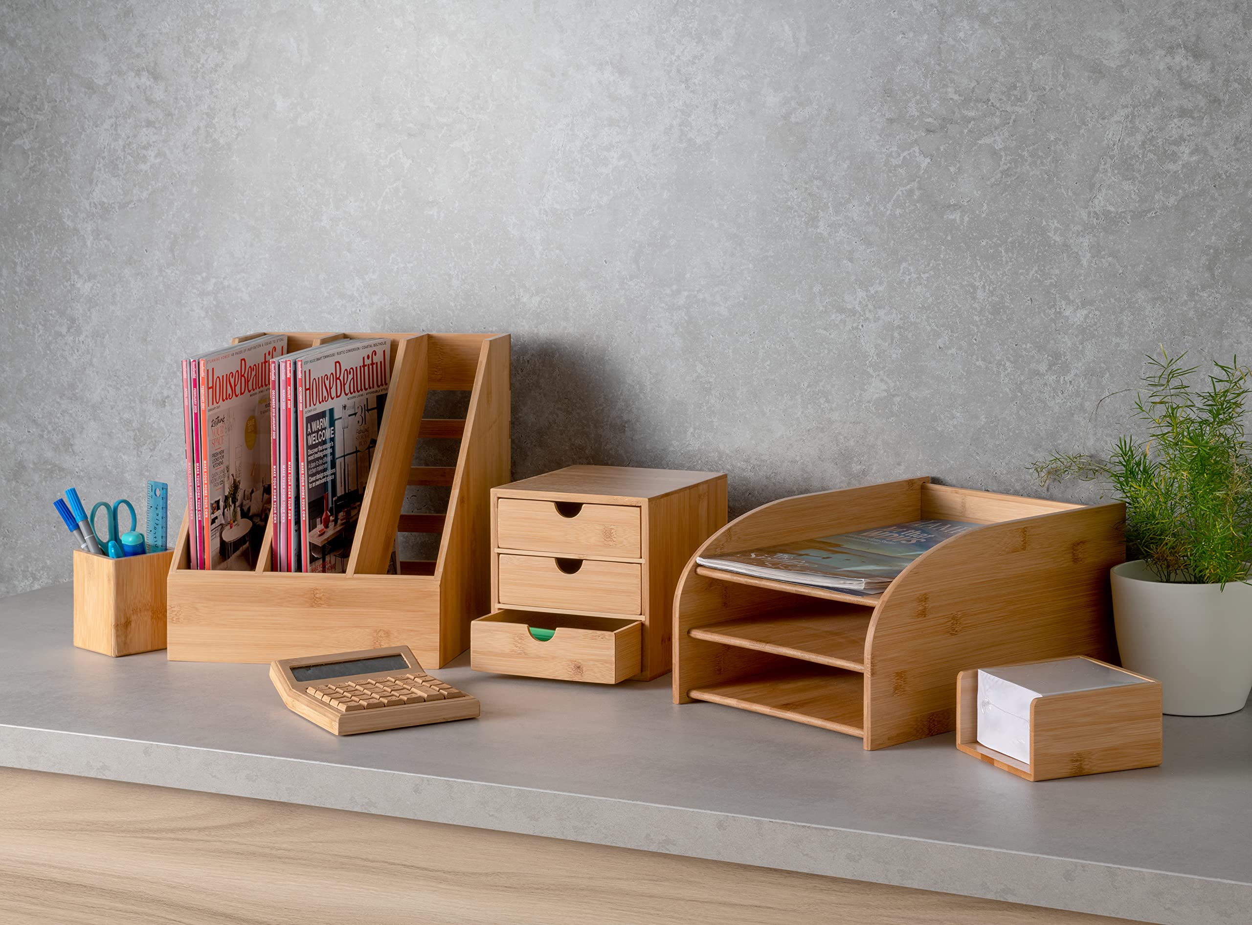 Osco MOSO Bamboo Square Pen Pot - Durable Eco-friendly Desk Organiser | H 10.2cm 9