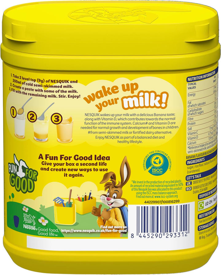 Nesquik Banana Milkshake Mix 500g - Gluten Free Powder with No Artificial Colours or Flavourings