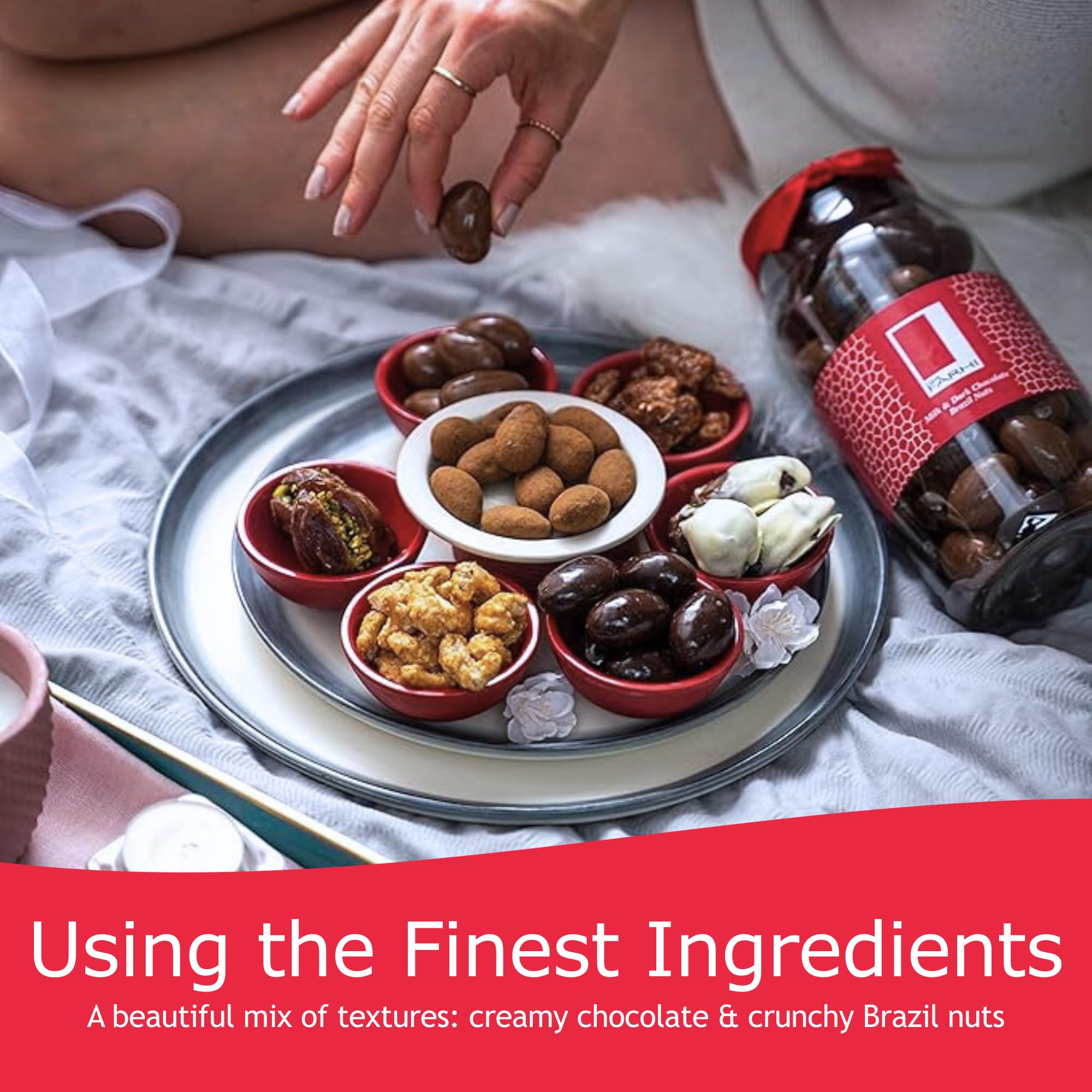 Rita Farhi - Milk & Dark Chocolate Covered Brazil Nuts Luxury Gift Jar 740g 6