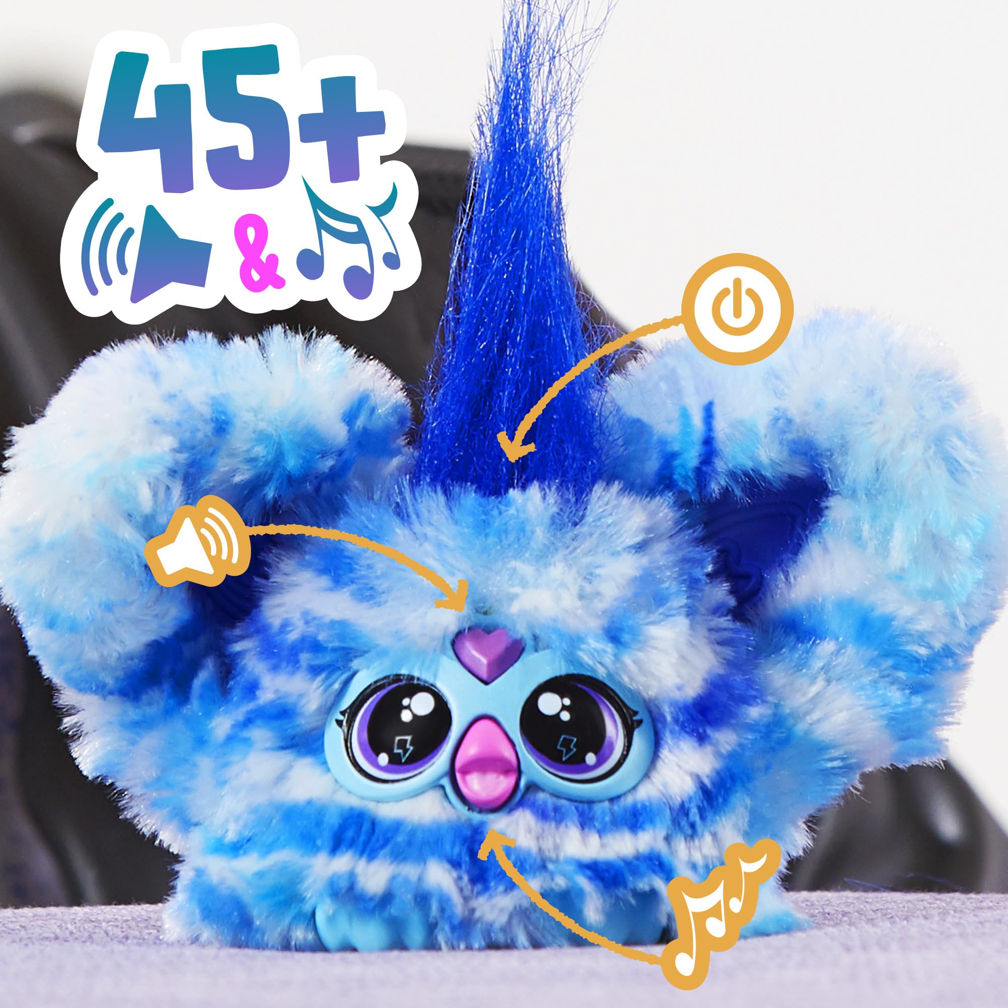 Furby Ooh-Koo Rock 'n' Roll Mini Electronic Plush Toy, Blue 8