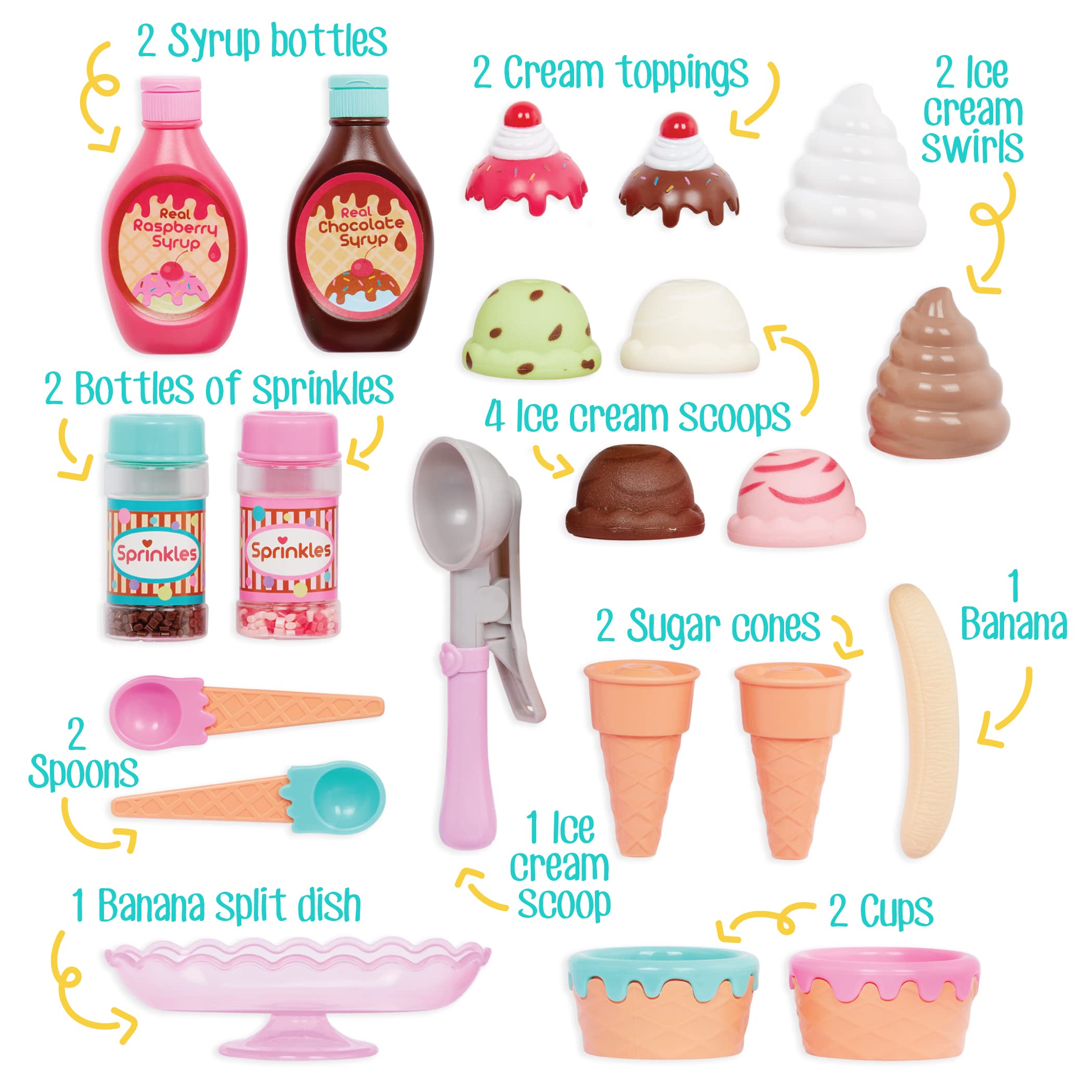 Play Circle Ice Cream Parlour Playset - 21 Pieces | Ages 3+ | Plastic