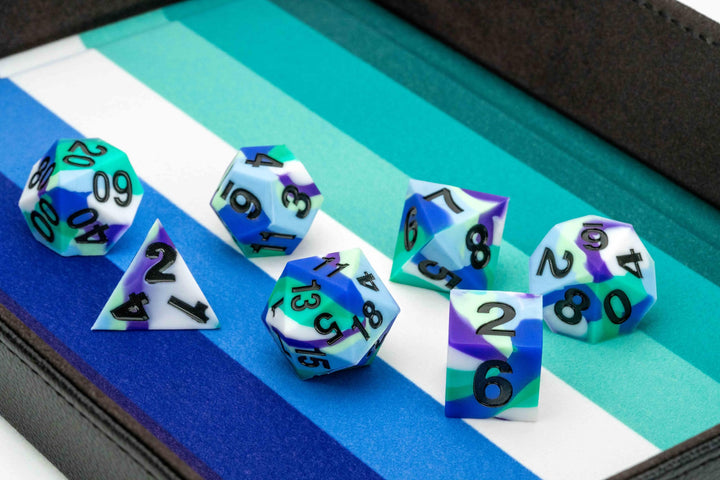 Metallic Dice Games FanRoll 16mm Pride Sharp Edge Silicone Rubber Polyhedral Dice Set