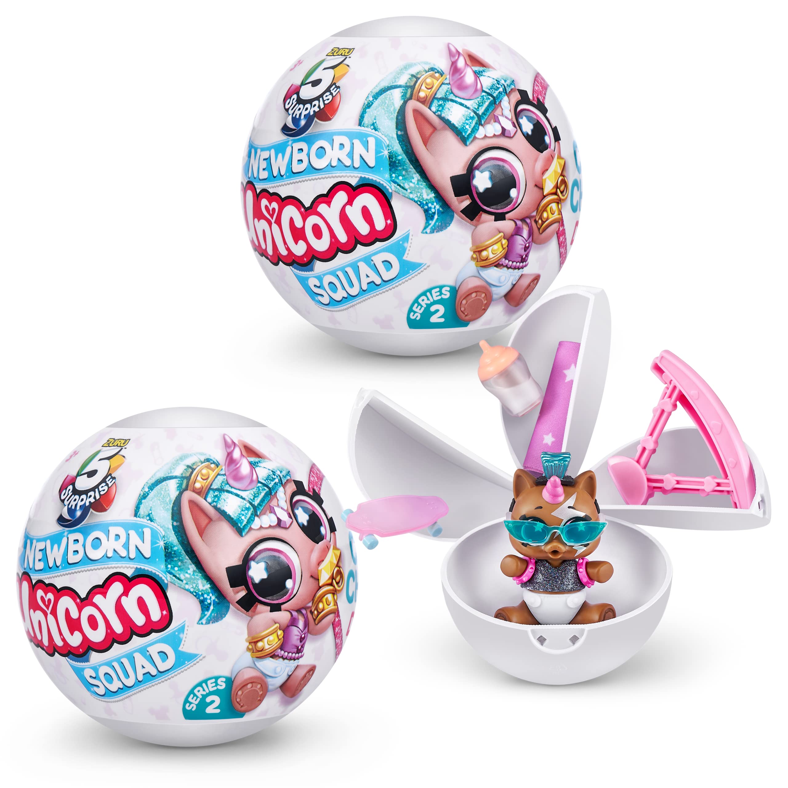 5 Surprise Unicorn Squad Series 5 Newborn Unicorn Mystery Capsule - Collectible Playset with Color-Changing Diaper & Convertible Bath