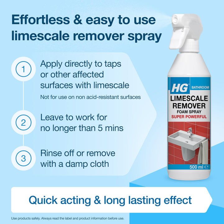 HG - Scale Away 3x Stronger Foam Spray, 500ml Professional Limescale Remover