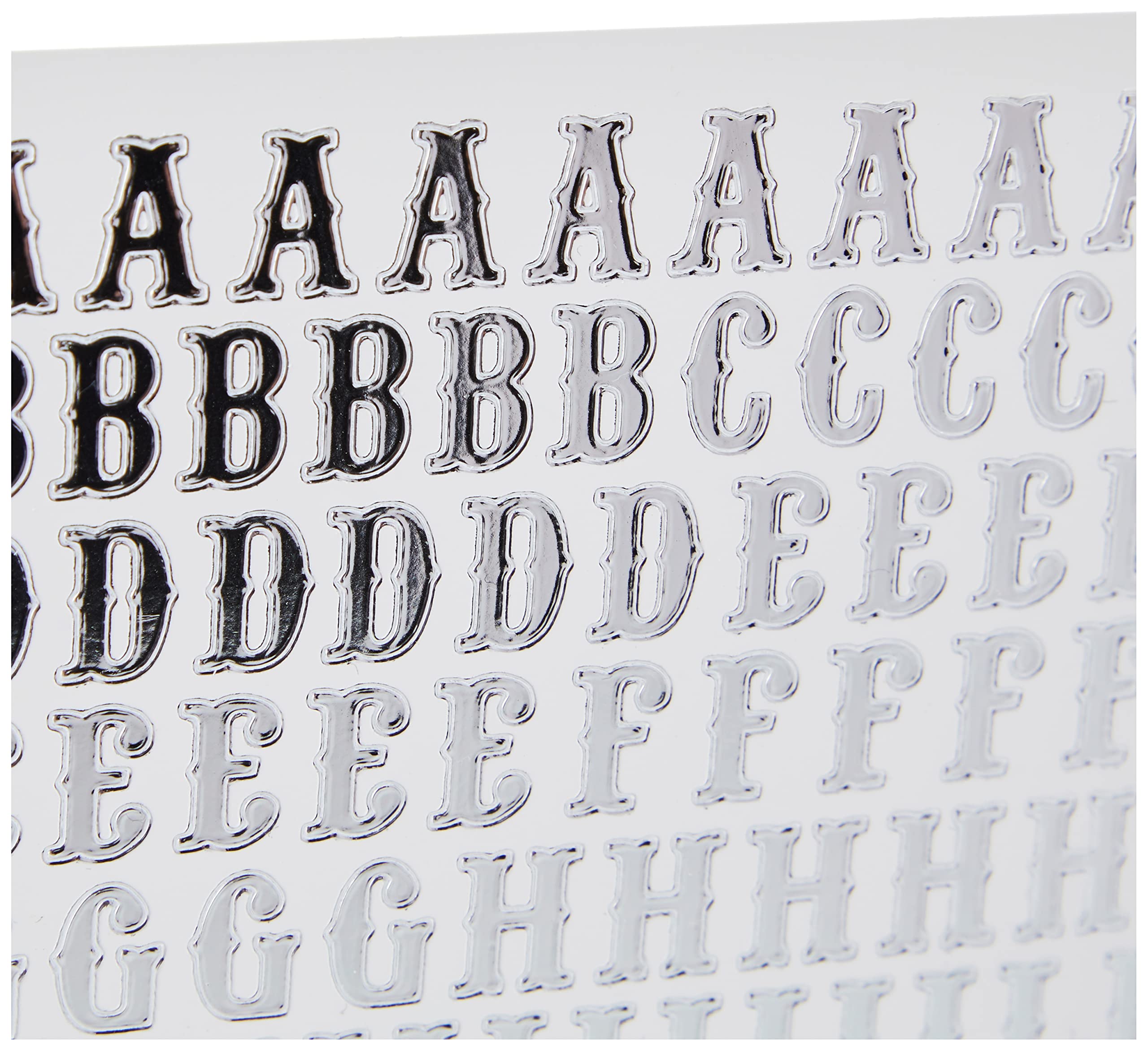 Anita's Traditional Alphabet Outline Stickers - Silver on White | Self-Adhesive Sheet