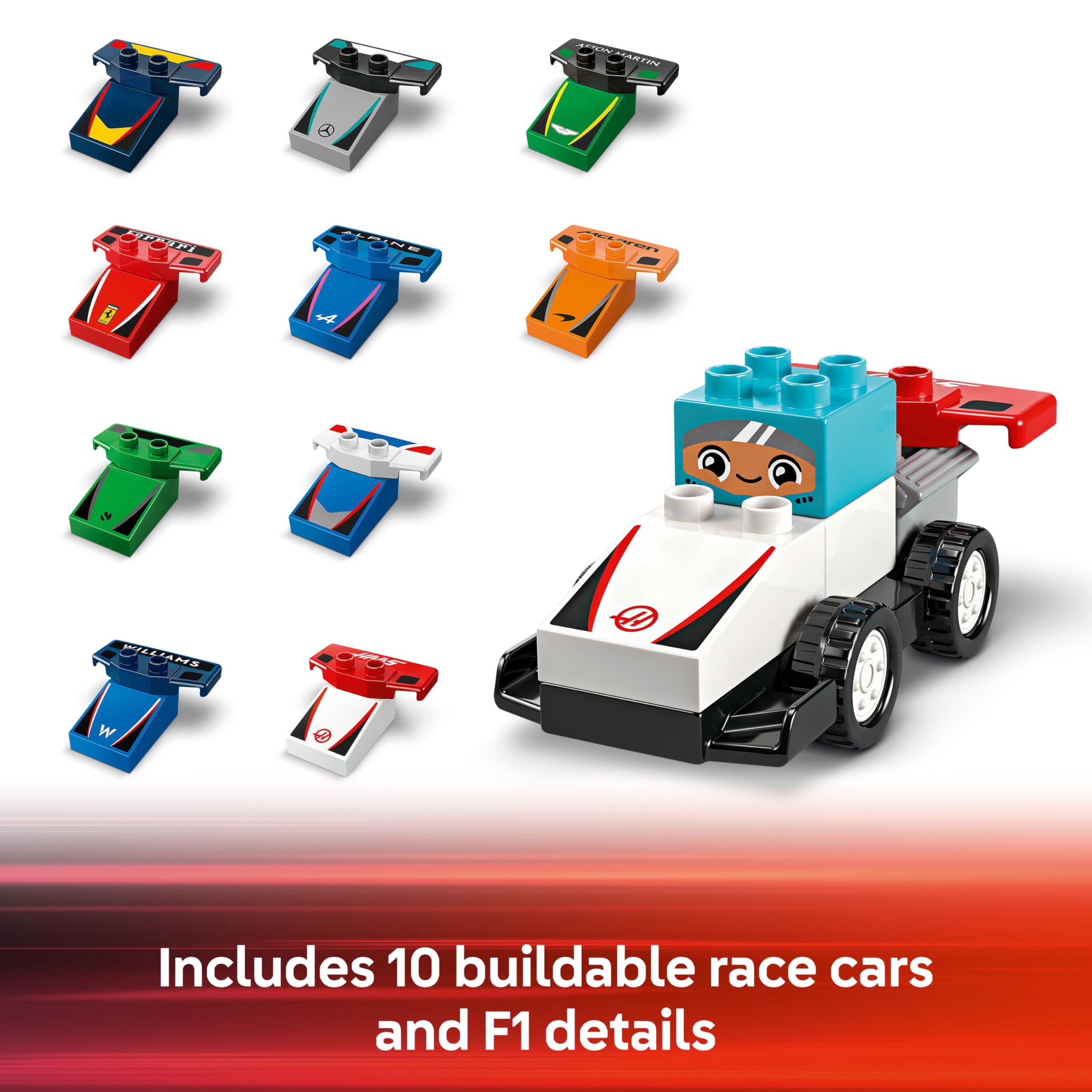 LEGO DUPLO Town F1 Team Race Cars & Drivers Building Toy - 2+ Year Olds 11