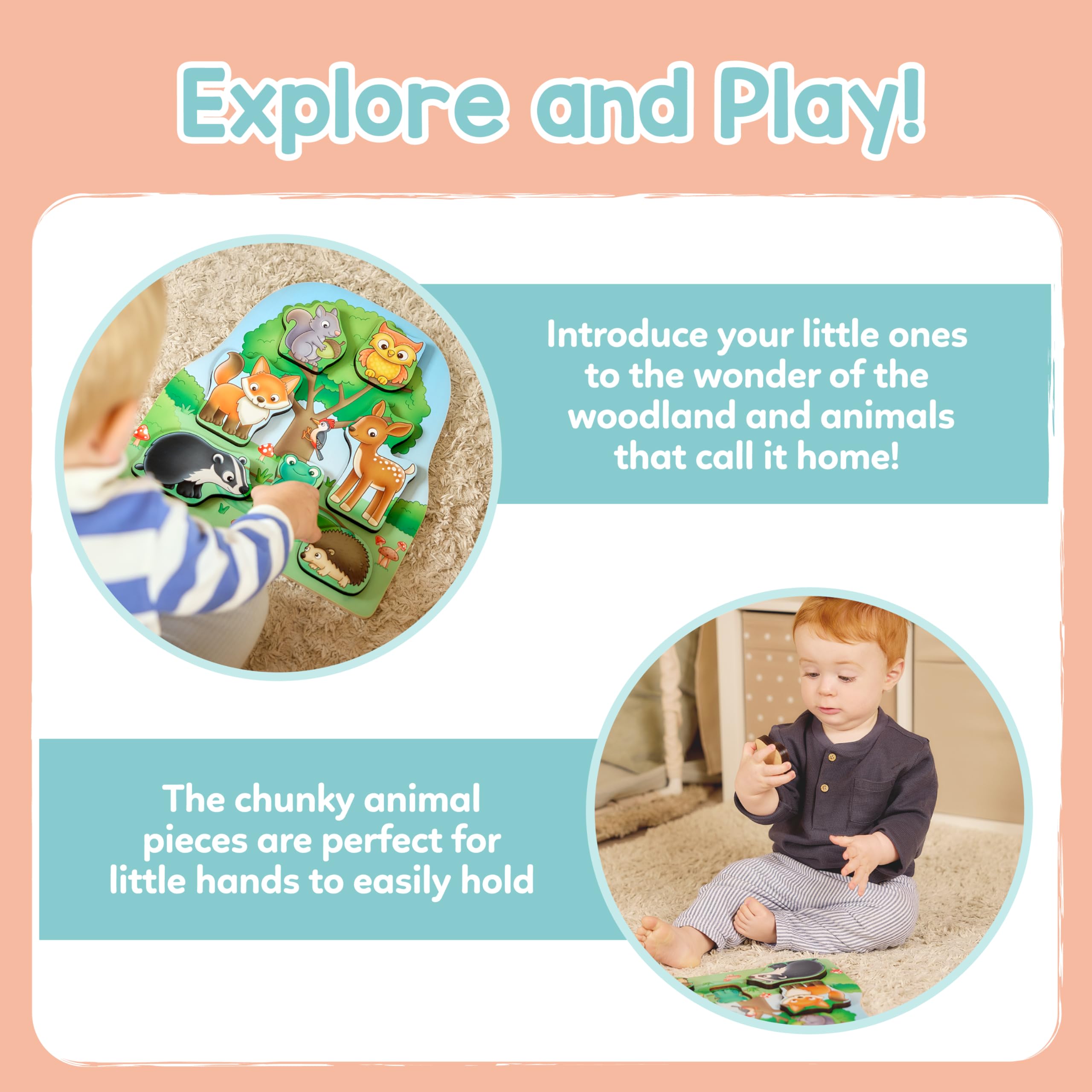 Orchard Toys Woodland Chunky Wooden Puzzle - 1+ Years | 8 Pieces | Wood