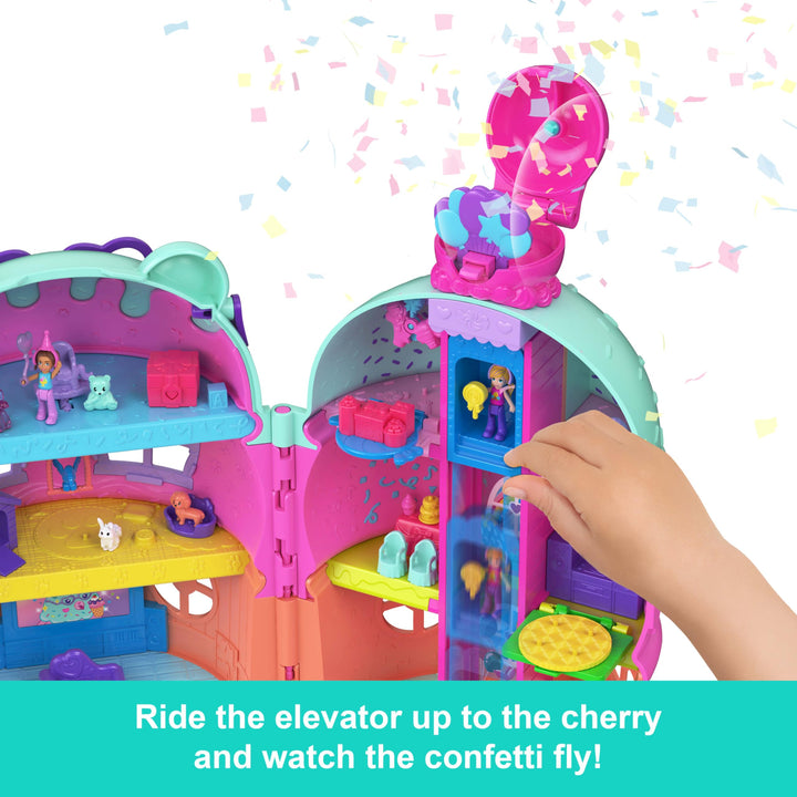 Polly Pocket Micro Dolls & Large Gelato House Playset - Ice Cream Bear Theme, 4-8 Years