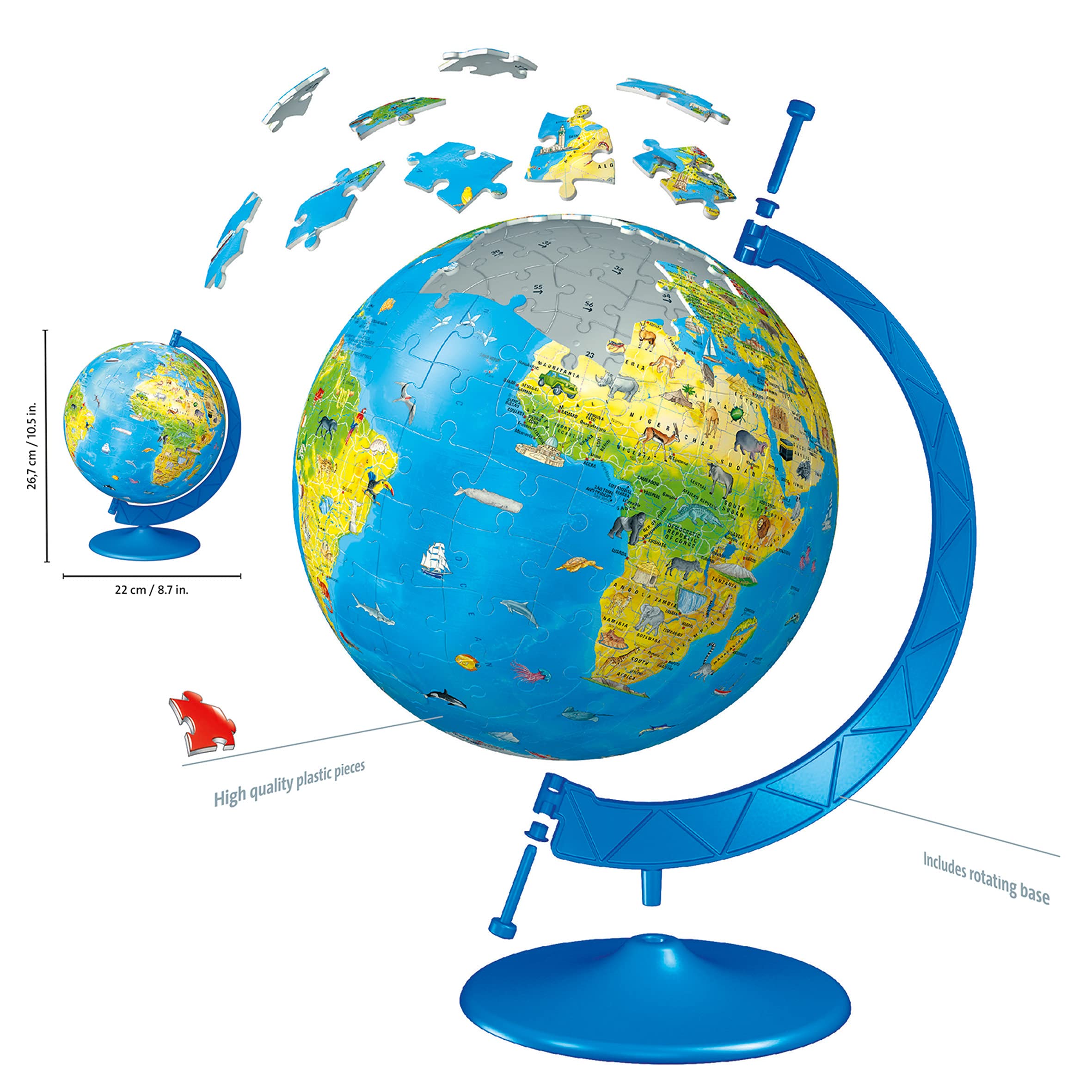 Ravensburger World Globe 3D Jigsaw Puzzle - 180 Pieces | Ages 6+ | No Glue Required 3