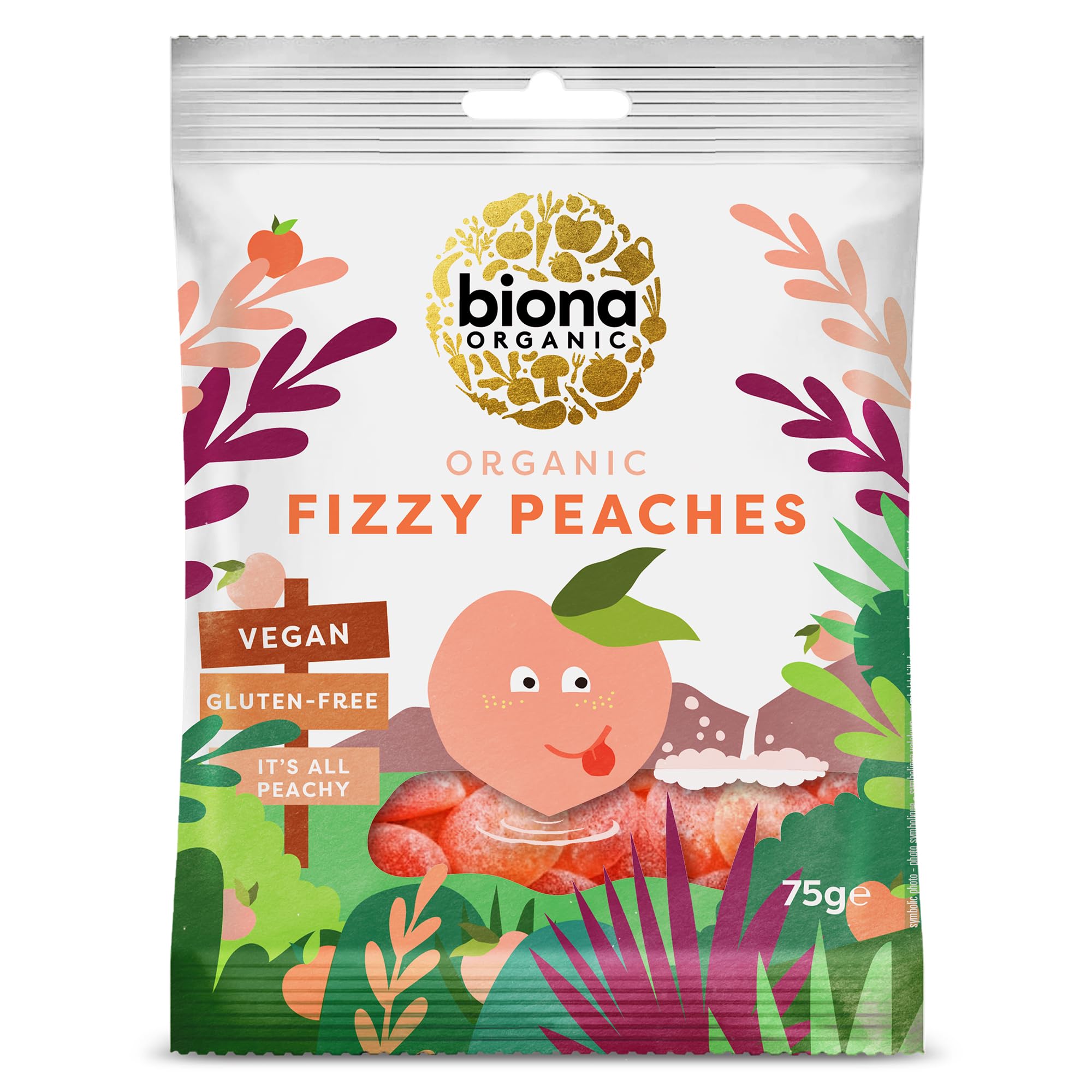 Biona Organic Fizzy Peaches Chewy Sweets | Gelatine Free, Gluten Free | 75g 1
