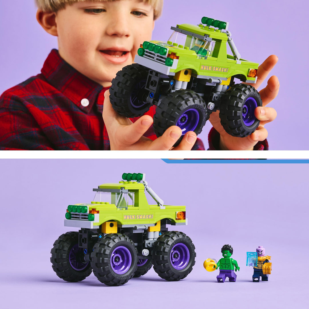 LEGO Marvel The Hulk Truck vs. Thanos - Super Hero Building Toy with Minifigures for Ages 7+
