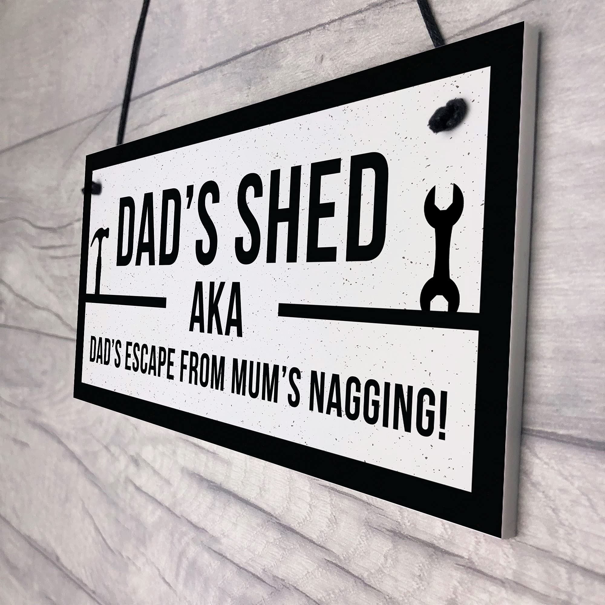 RED OCEAN Funny Dads Shed Sign - Man Cave/Garden Plaque | 200x100mm PVC | Gift for Men 4