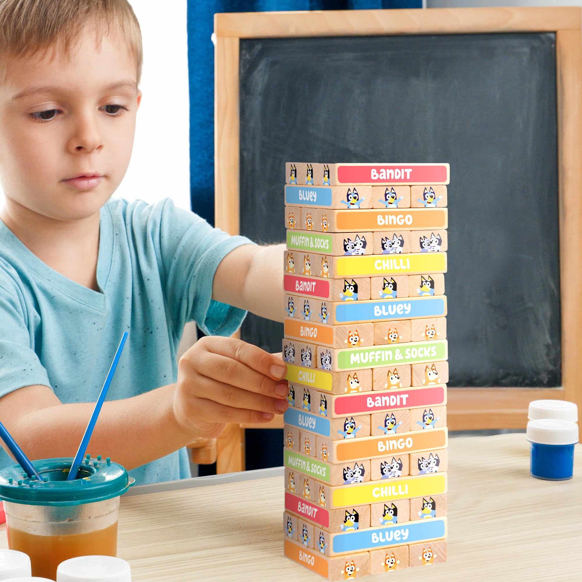 Bluey - Tumbling Tower Game 54 FSC-Certified Wooden Blocks 13